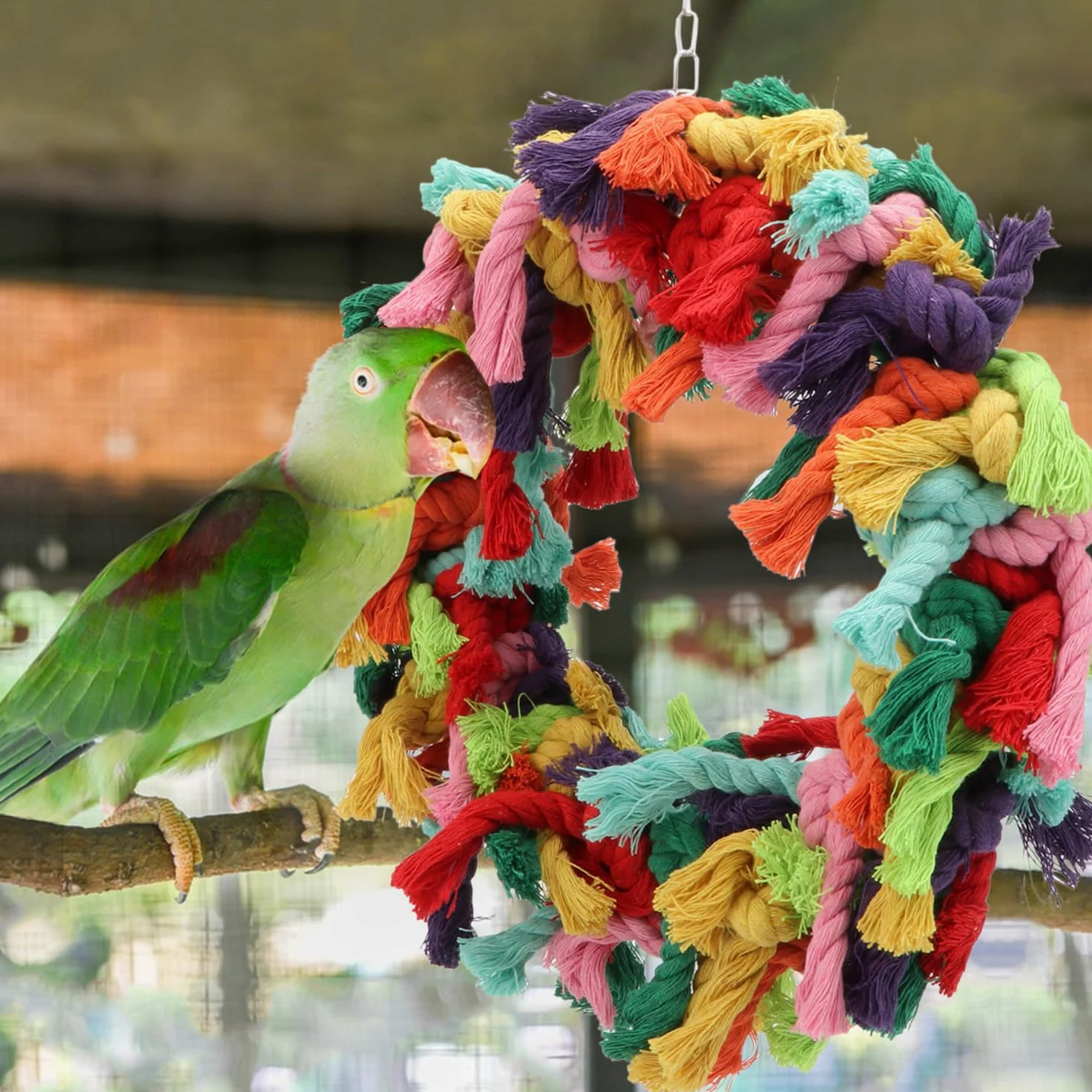 Hypeety Pet Bird Coton Bague Jeu d'exercice à mâcher Coton Snuggle Bague Bird Toy