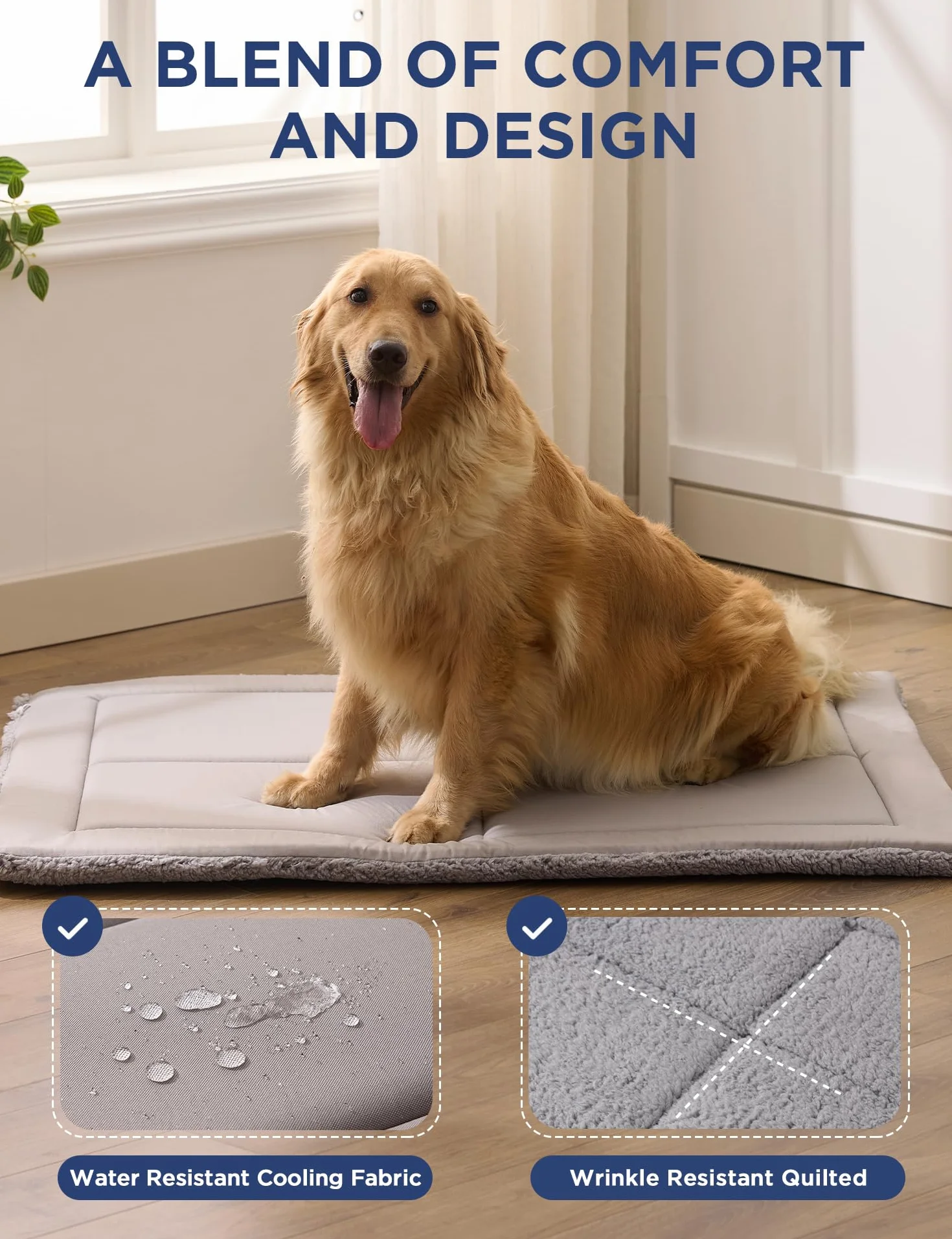 Joydeco Tapis de cage pour chien à profil bas réversible lavable polaire ultra douce taille M 121,9 cm