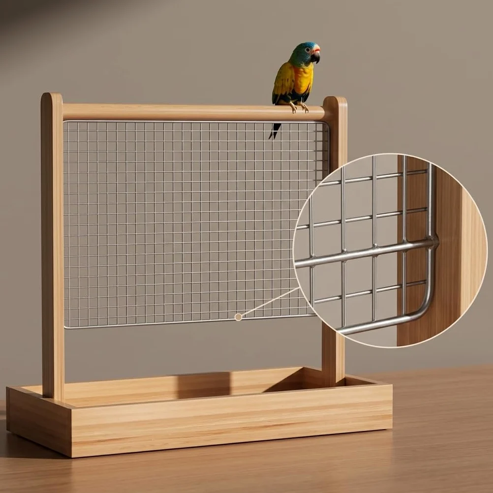 Aire Jeux Oiseaux, Stand Bois Bureau, Plastique Non Toxique, Parc d'attractions Oiseau, Temps Divertissement, pour Perroquets et, Style to 1