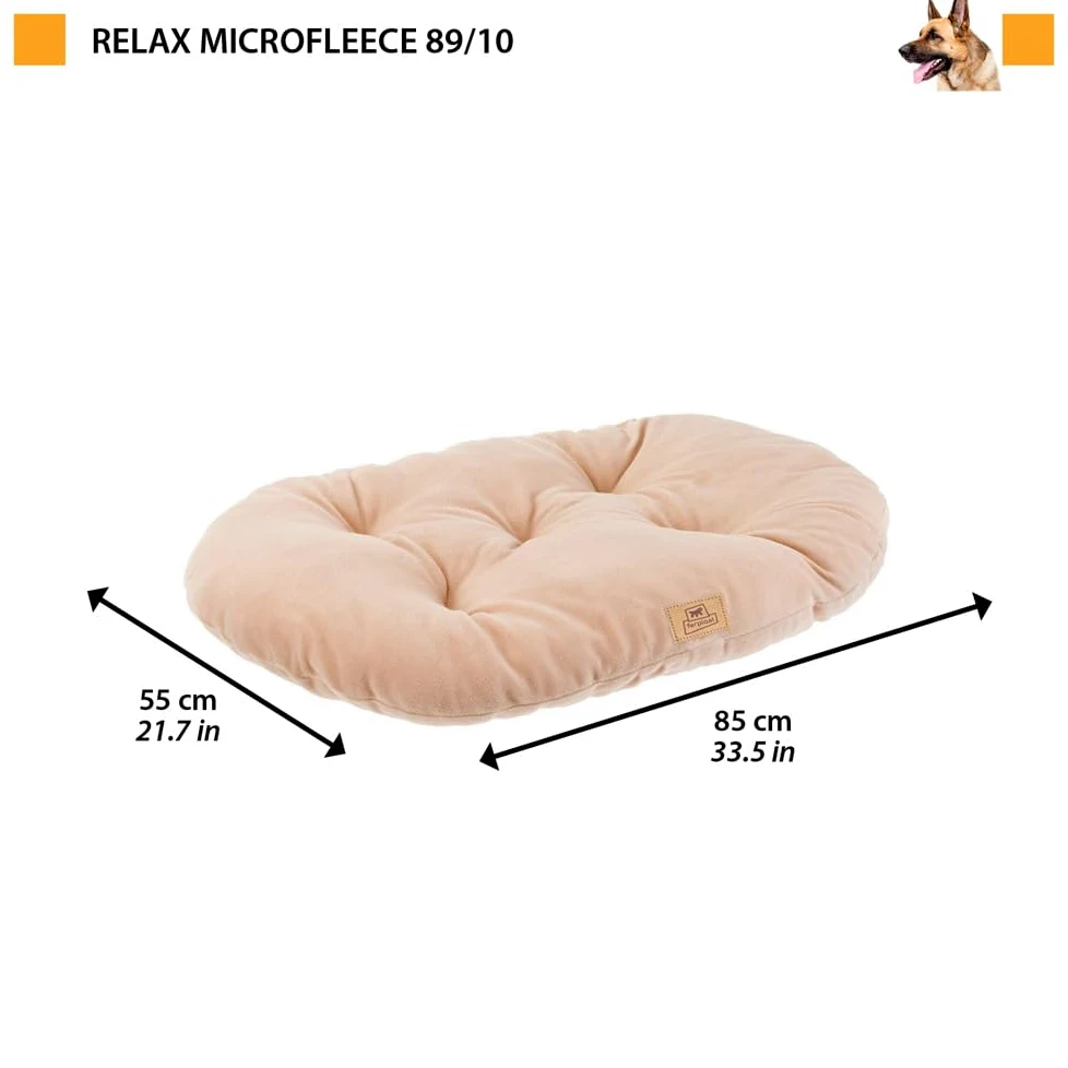 Ferplast Panier Chien Relax, Coussin pour Chiens de Petite Taille, Panier Chats, Tapis Chien Voitures, Lavable, en Tissu Micropolaire avec Rembourrage Doux, 85 x 55 cm. Taupe