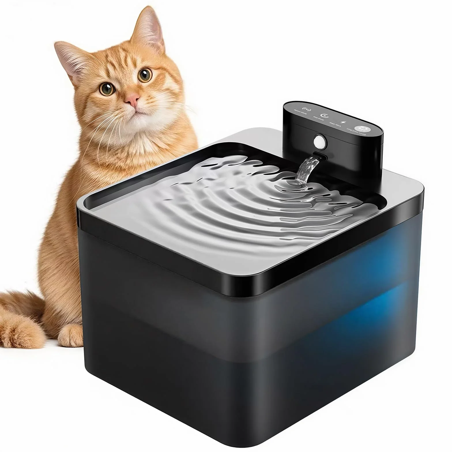 Fontaine à Eau pour Chat sans Fil 2.2L Filtration Multiple résistante aux éclaboussures