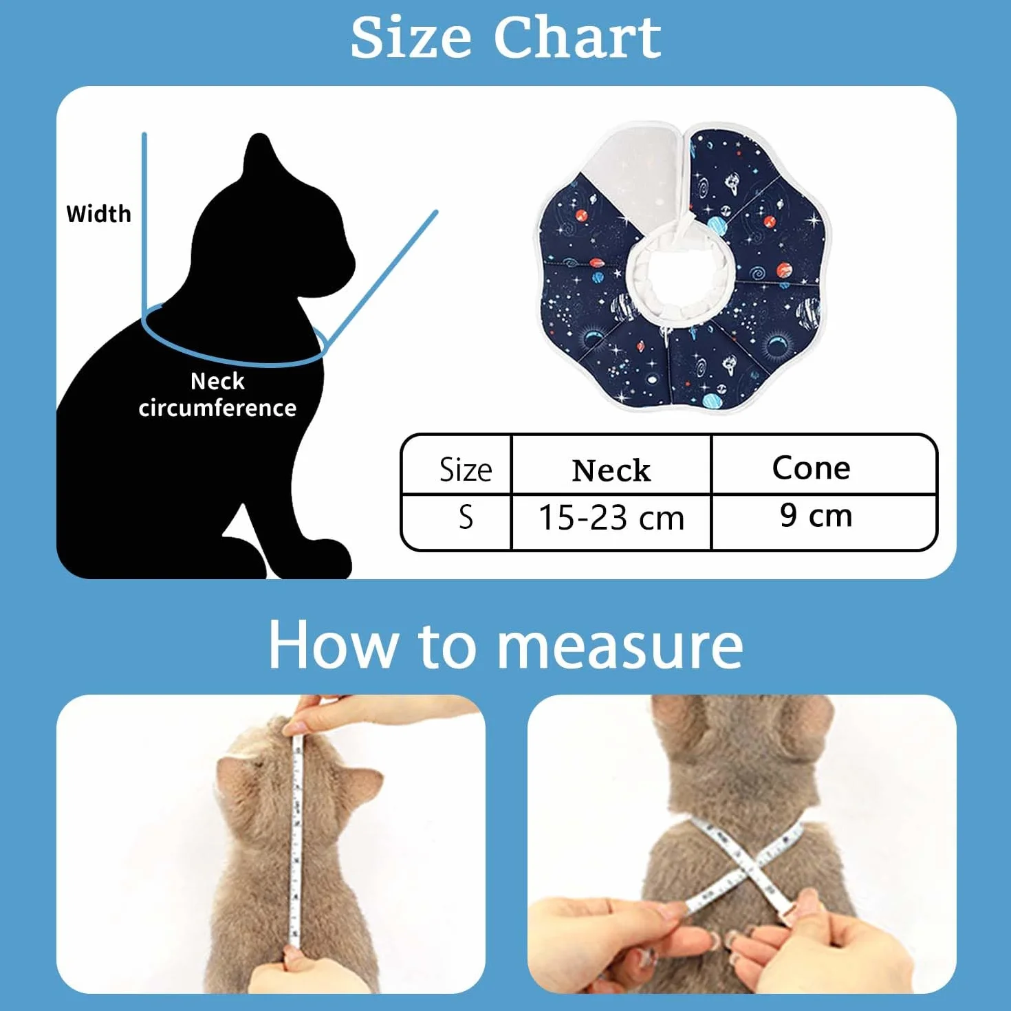 Collier Donut pour Chat Taille S réglable Post-opératoire évite léchages griffures 13-25 cm