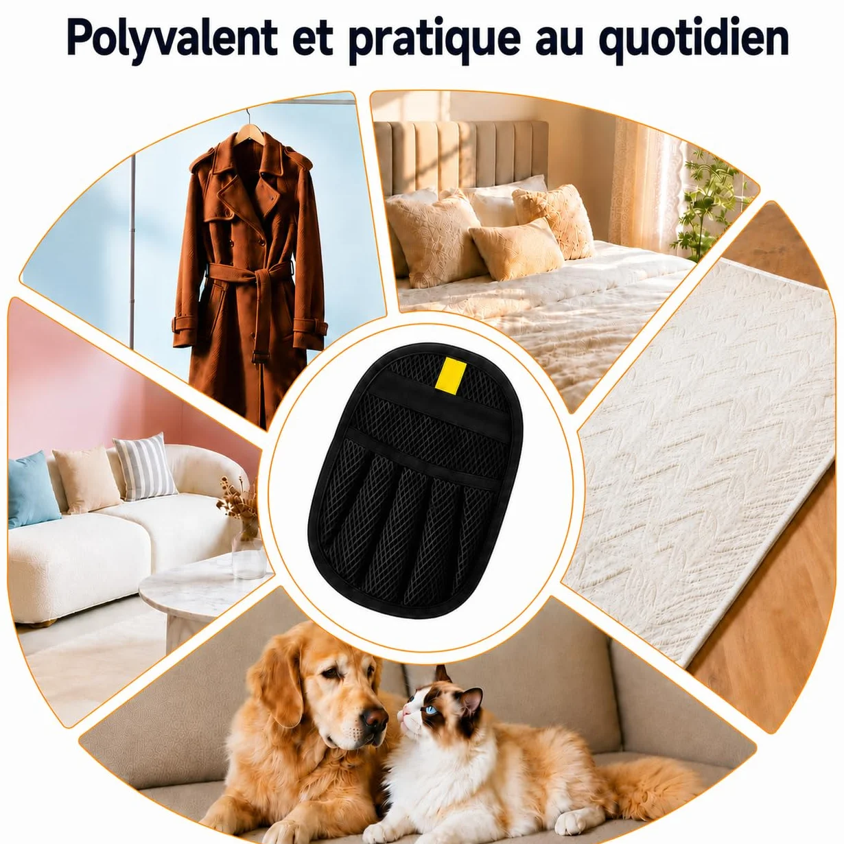 Gant Anti Poils Animaux Lot De 2, Design Épaissi À Forte Adhérence Électrostatique, Pet Hair Remover