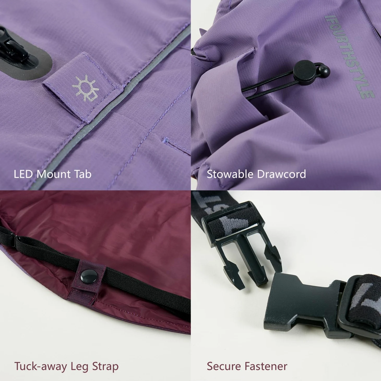 Manteau de pluie imperméable pour chien avec veste de pluie légère et réfléchissante (longueur du dos 65 cm, violet)