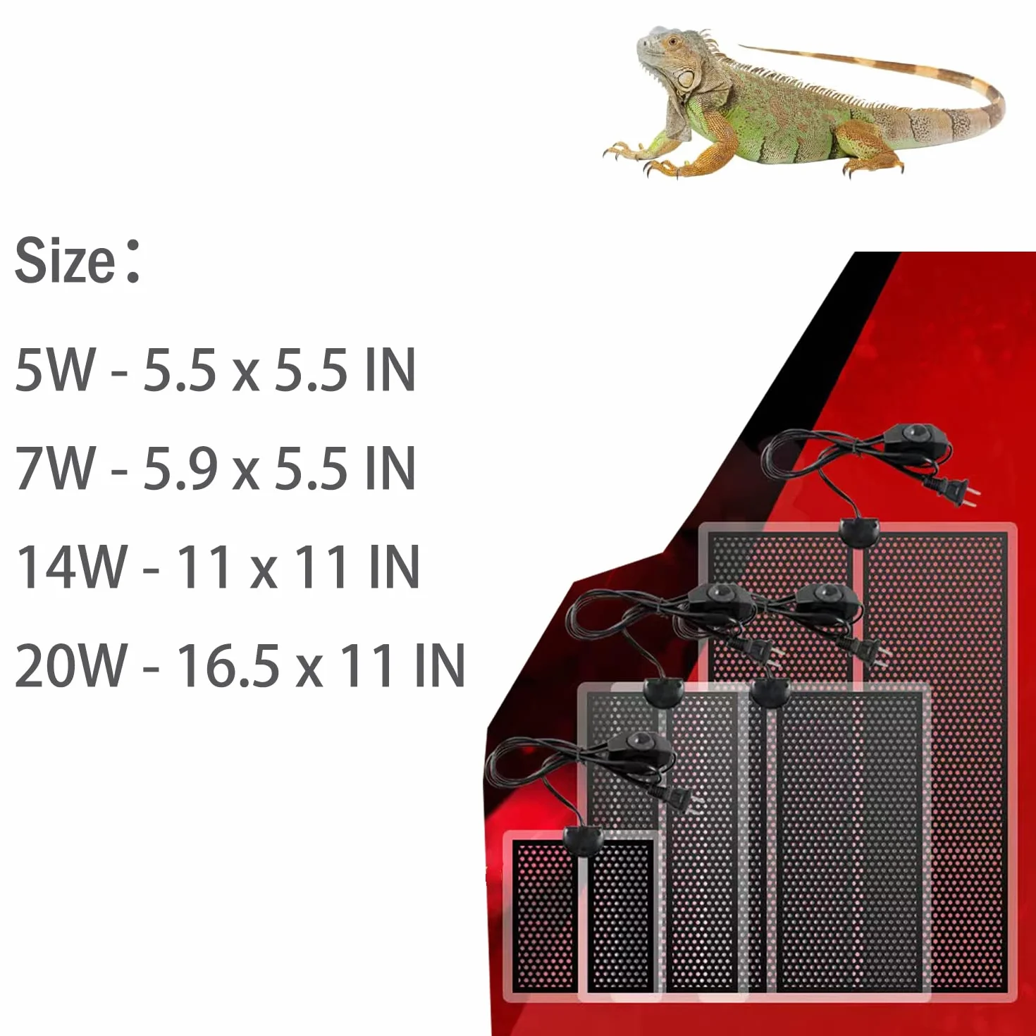 Tapis Chauffant Reptile Terrarium Réglable Contrôle Température 5W 14x15cm