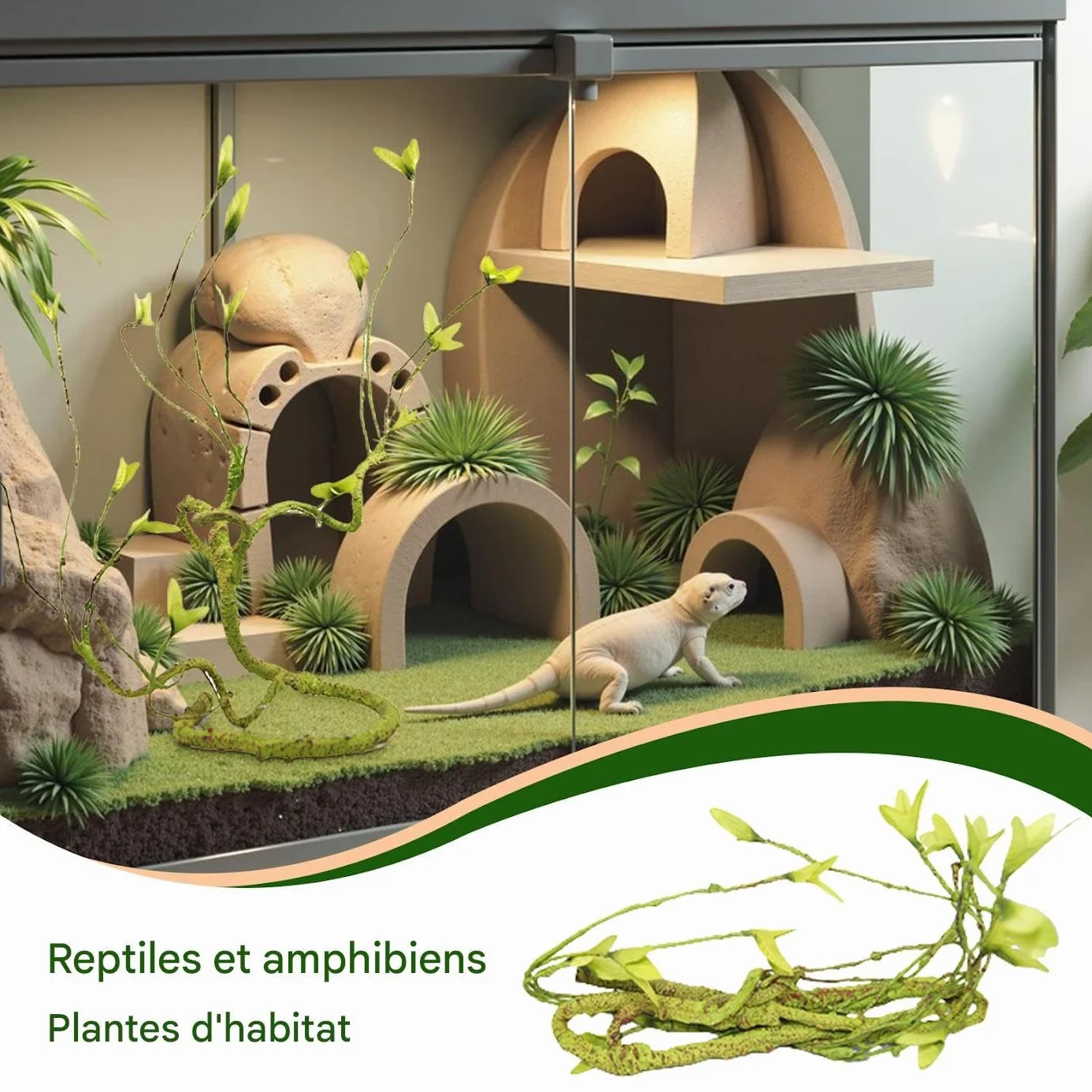Générique Branches pour Reptiles Grimpeurs - Accessoires De Cage pour Caméléons | Décor De Vignes Artificielles Naturelles pour Dragon Barbu Grenouille Serpent Crabe De Terre Tarentule