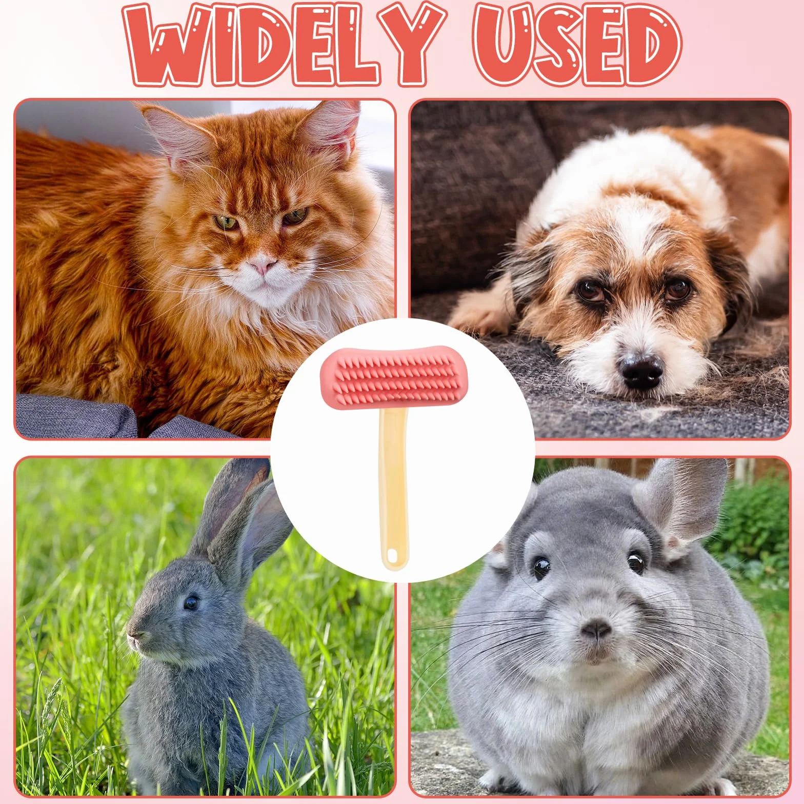 Brosse pour lapin en silicone souple, peigne de massage pour petits animaux, kit de toilettage pour chats et chiots