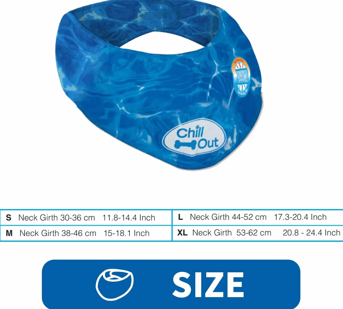 ALL FOR PAWS Bandana Rafraîchissant pour Chien, À Refroidissement Instantané Été, Tour De Cou 53-62cm XL