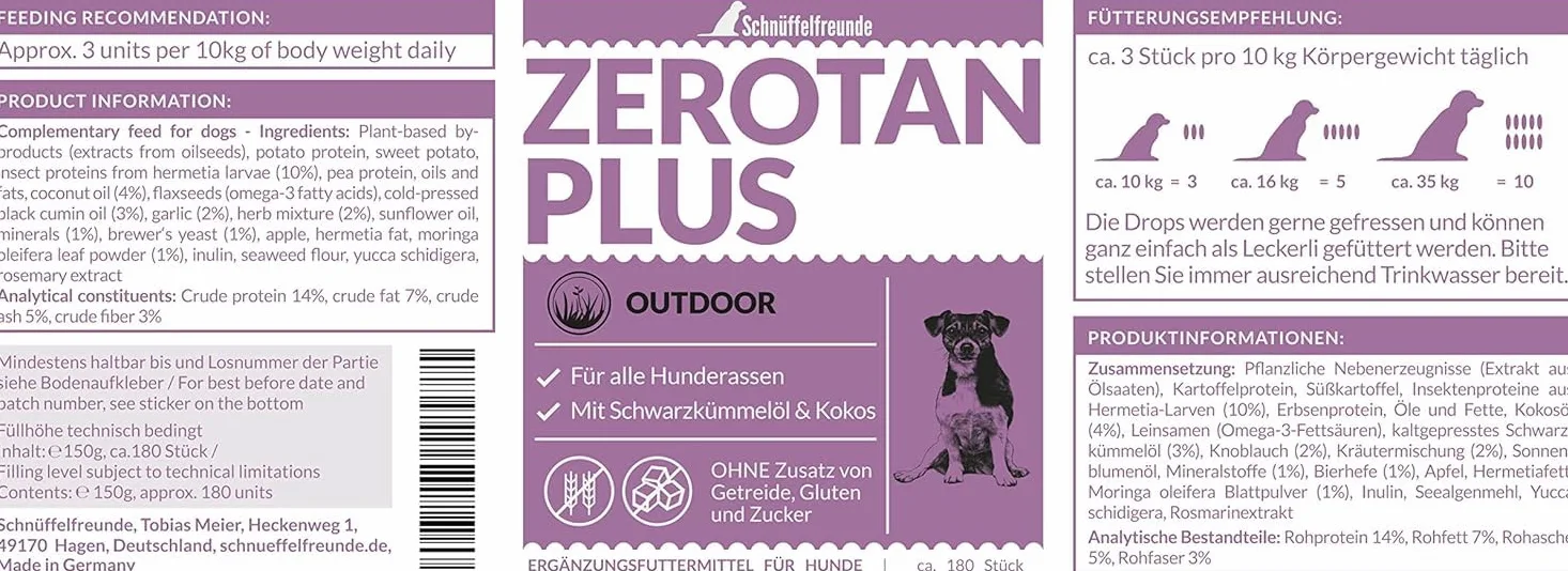Zerotan Plus I Snack pour Chiens - avec Huile de Coco et Huile de Cumin Noir - Soutient Le Chien Pendant la Saison en Plein Air - Fabriqué en Allemagne (300g)