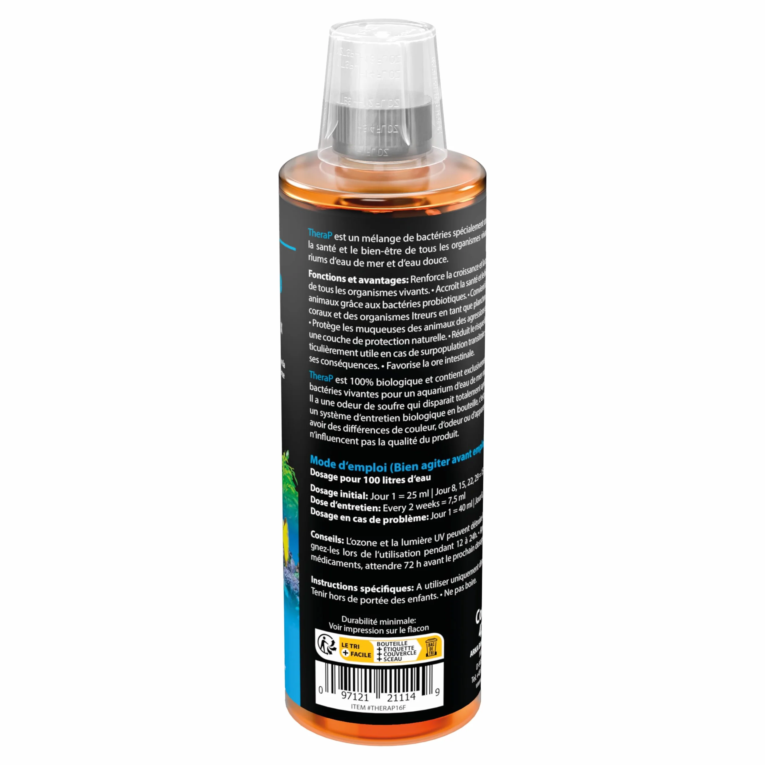 Microbe-Lift TheraP Soin Poissons Aquarium 473 ML – stimule défenses naturelles réduit stress eau douce marine