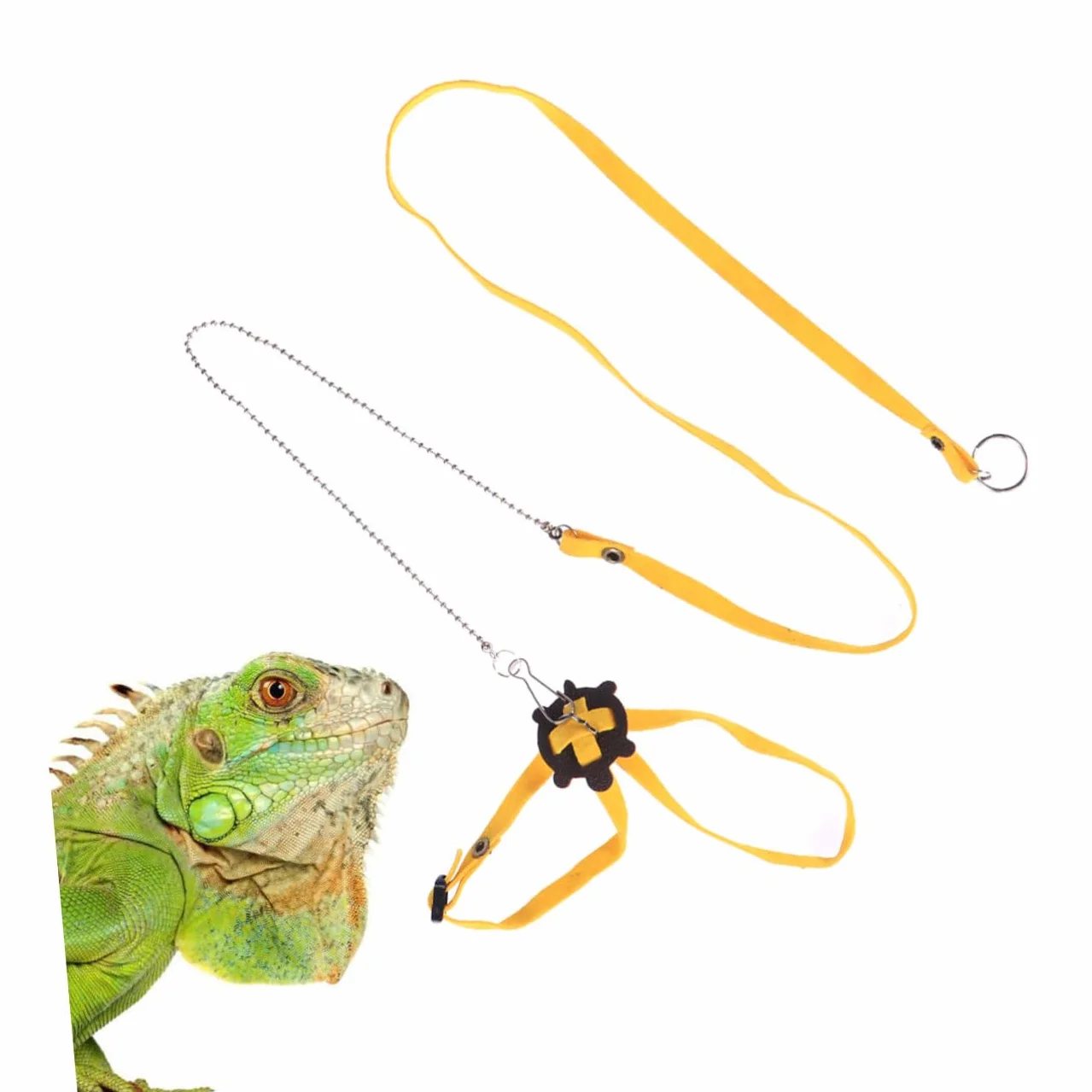 Harnais Réglable pour Reptiles et Tortues avec Laisse Extérieure pour Lézards - Accessoire Promenade Sécurisée Jaune