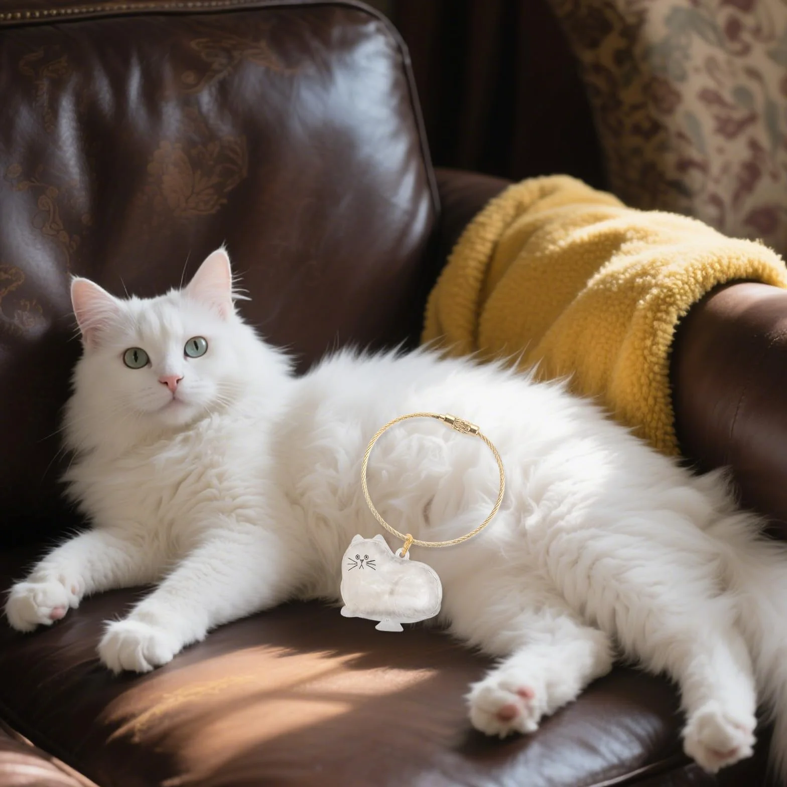 BOXOB Porte-Clés Collecteur de Poils de Chat, Bouteille Rangement Transparente avec Pendentif Doré
