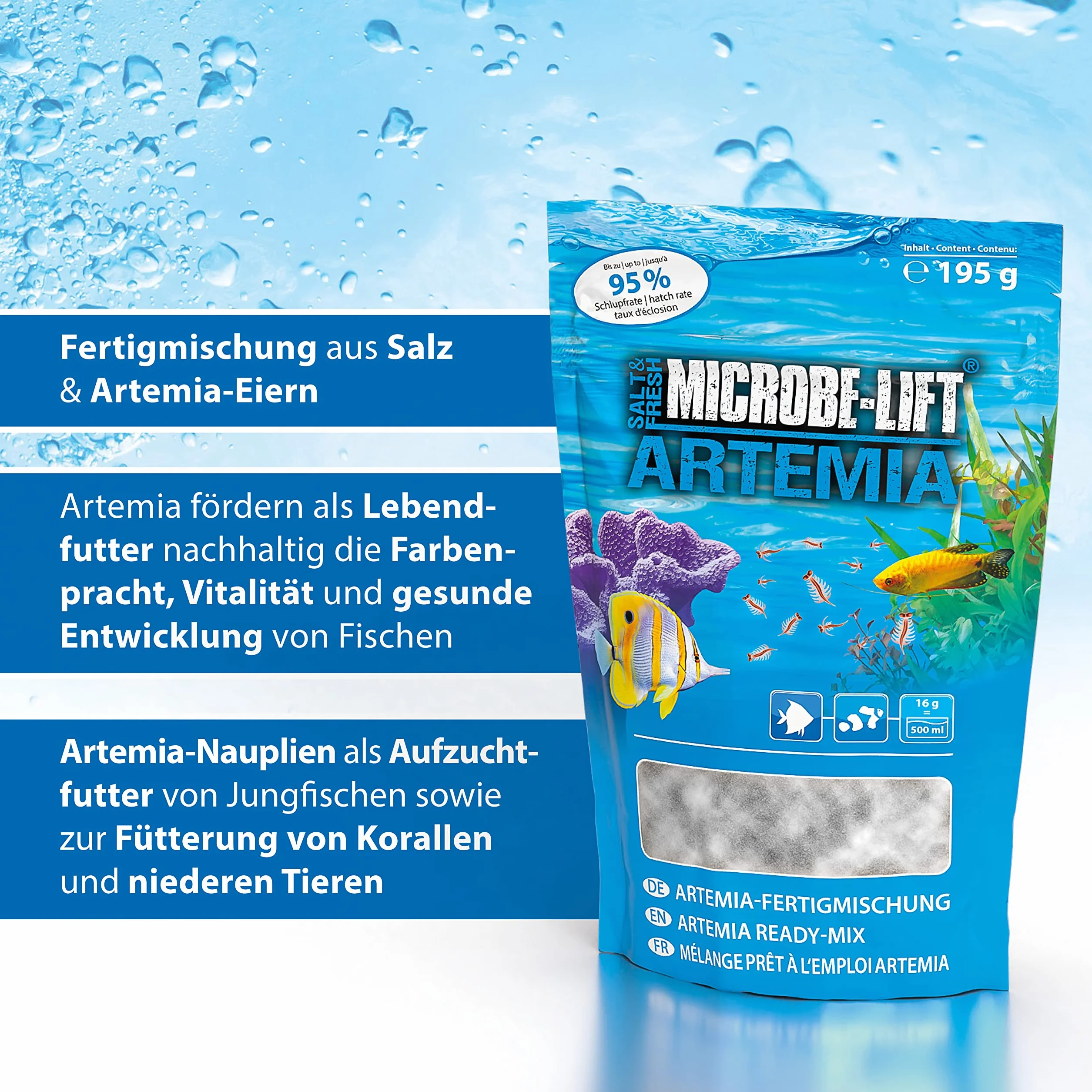Œufs d’artémias Microbe-Lift Set 195 g Nourriture Vivante alevins coraux invertébrés Aquarium Eau Douce & Mer