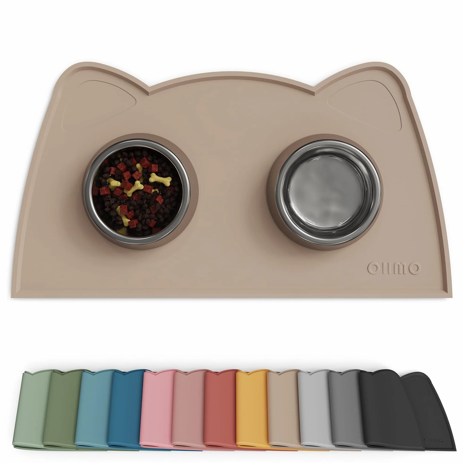 OHMO Petit Tapis Gamelle Chien Chat Antidérapant 46x25cm Beige