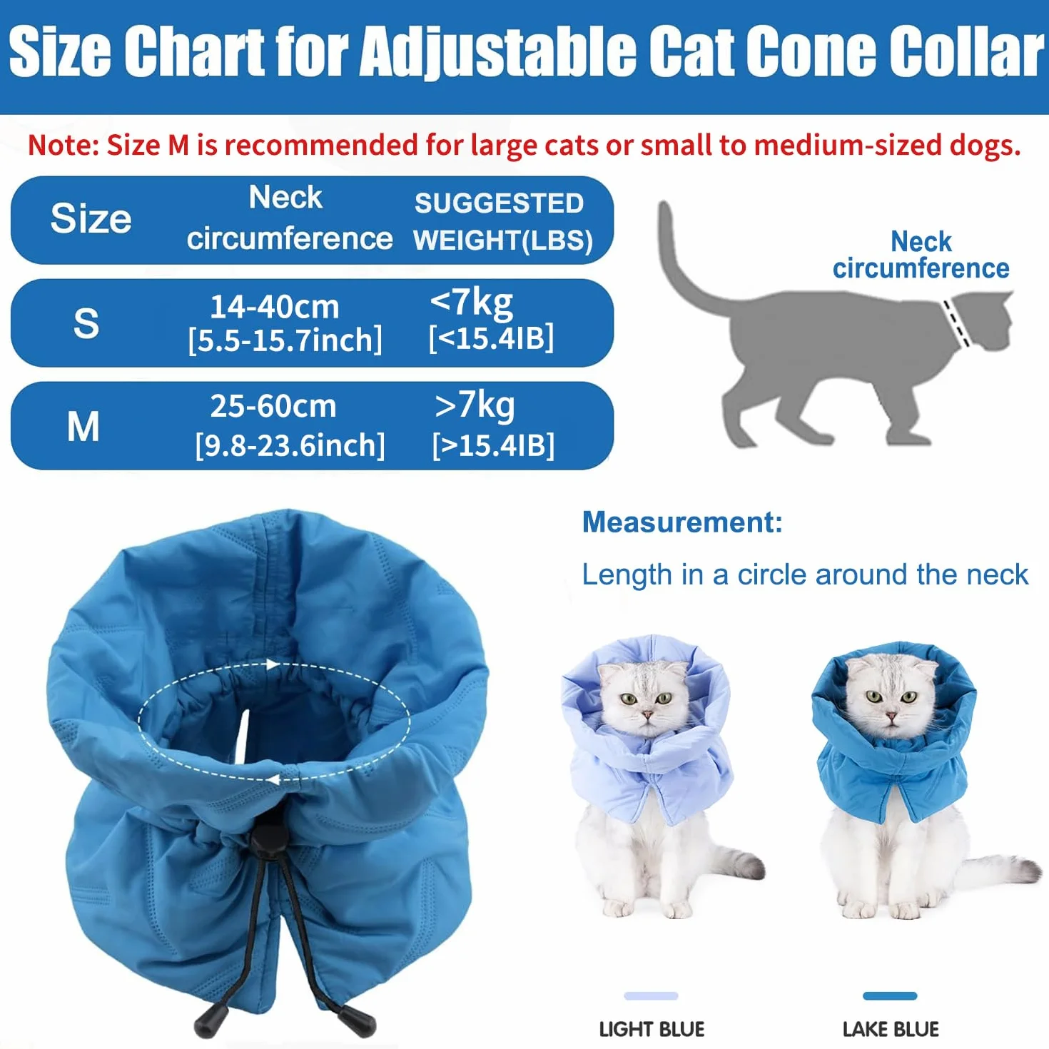 Collier de Récupération Chat Doux Ajustable Bleu S