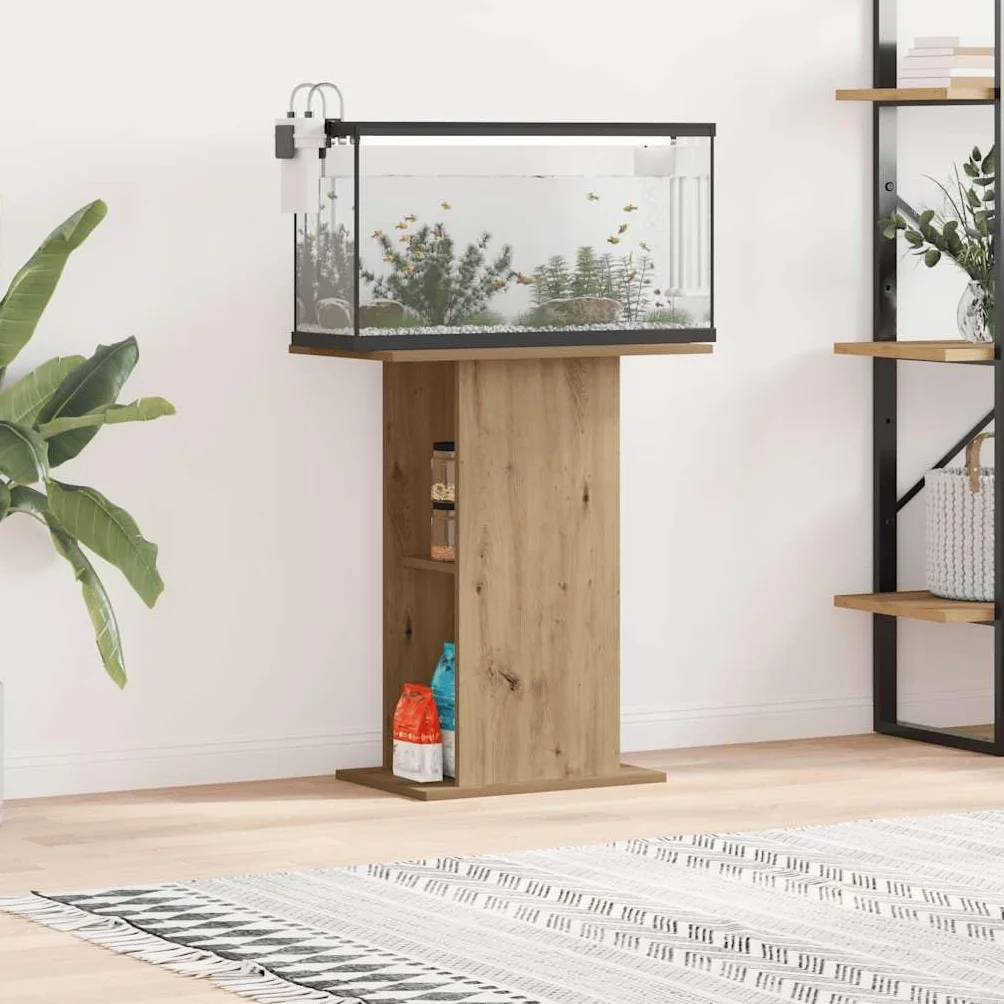 vidaXL Support d'aquarium Chêne Artisanal 36 x 60,5 x 72,5 cm