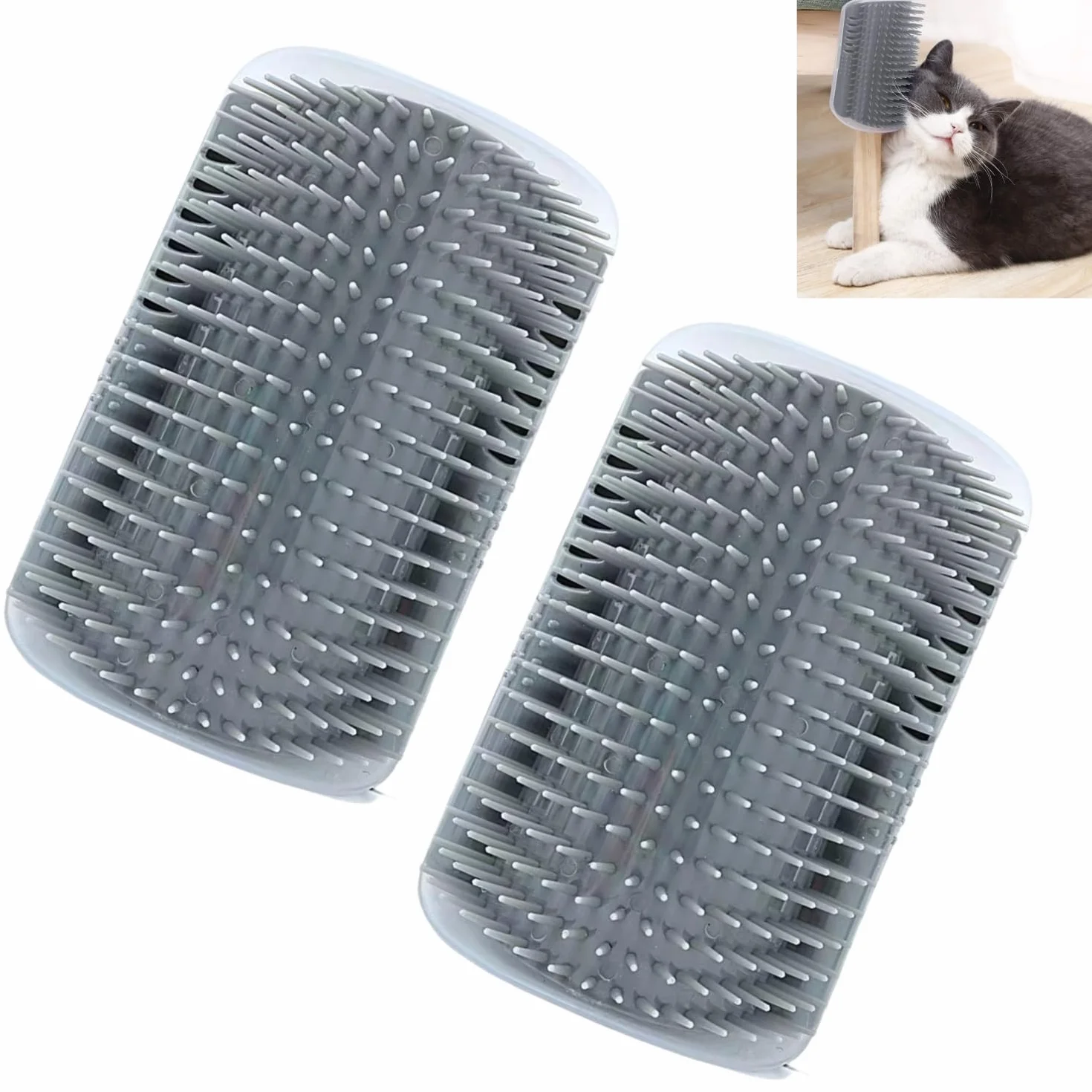 Brosse pour Chat Murale Coin, 2 Pièces Peigne Toiletteur avec Herbe à Chats et Vis