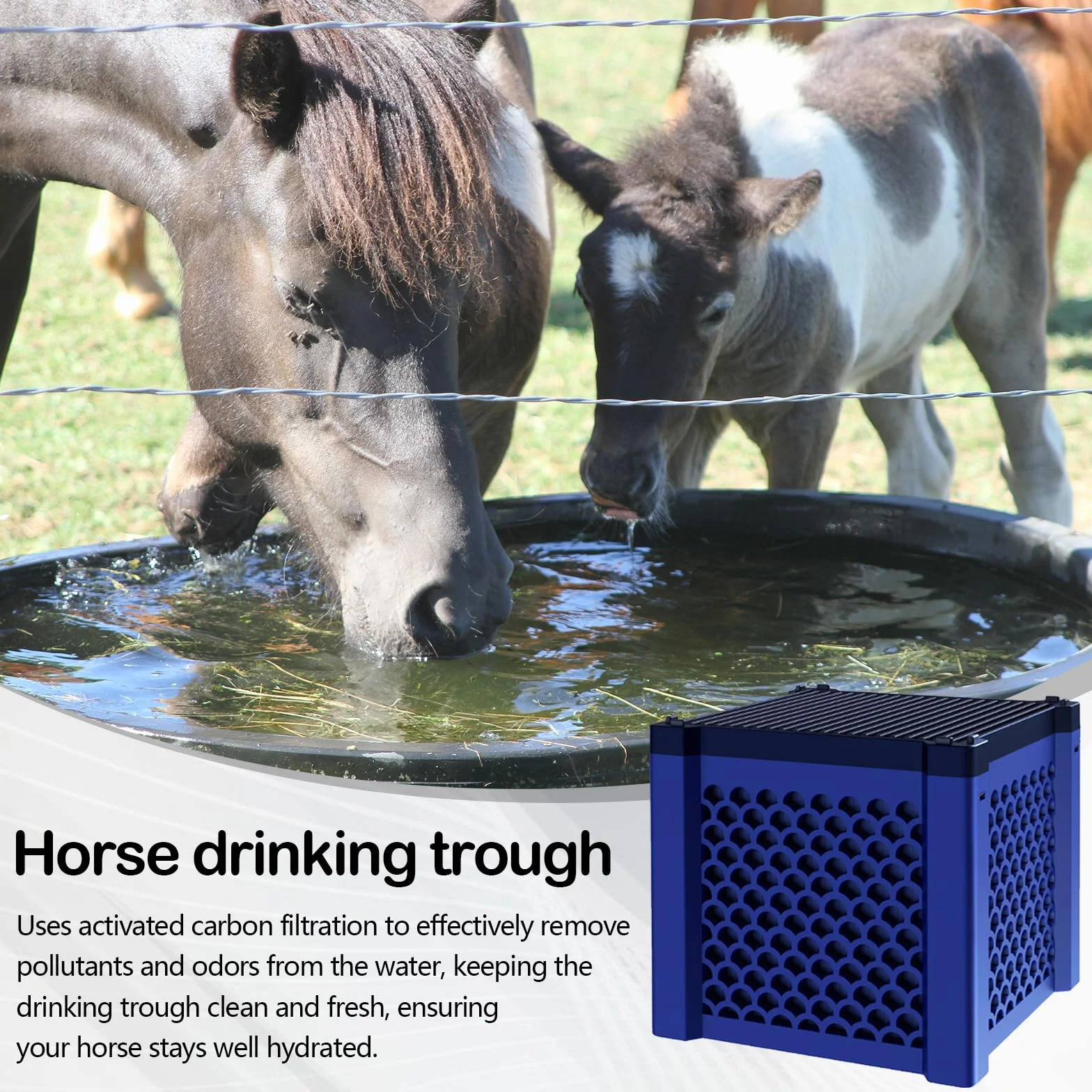 Lot de 2 Cubes Purificateurs d'eau pour Abreuvoir à Chevaux, Filtre à Charbon Actif