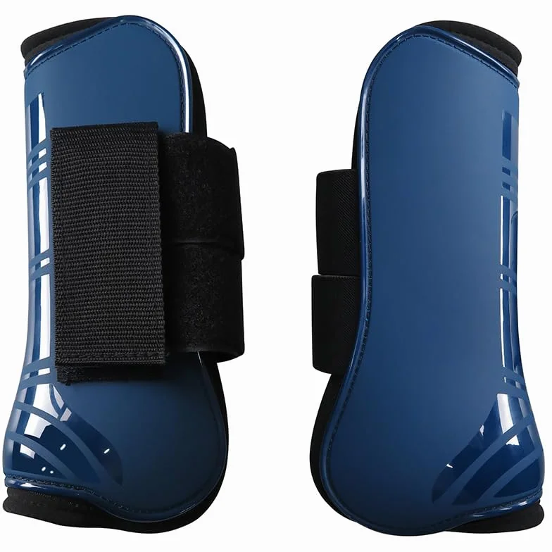 Guêtres pour chevaux Tendon Boots Classic lot de 4 avec coque rigide et fermeture Velcro PU robuste (S, Bleu)