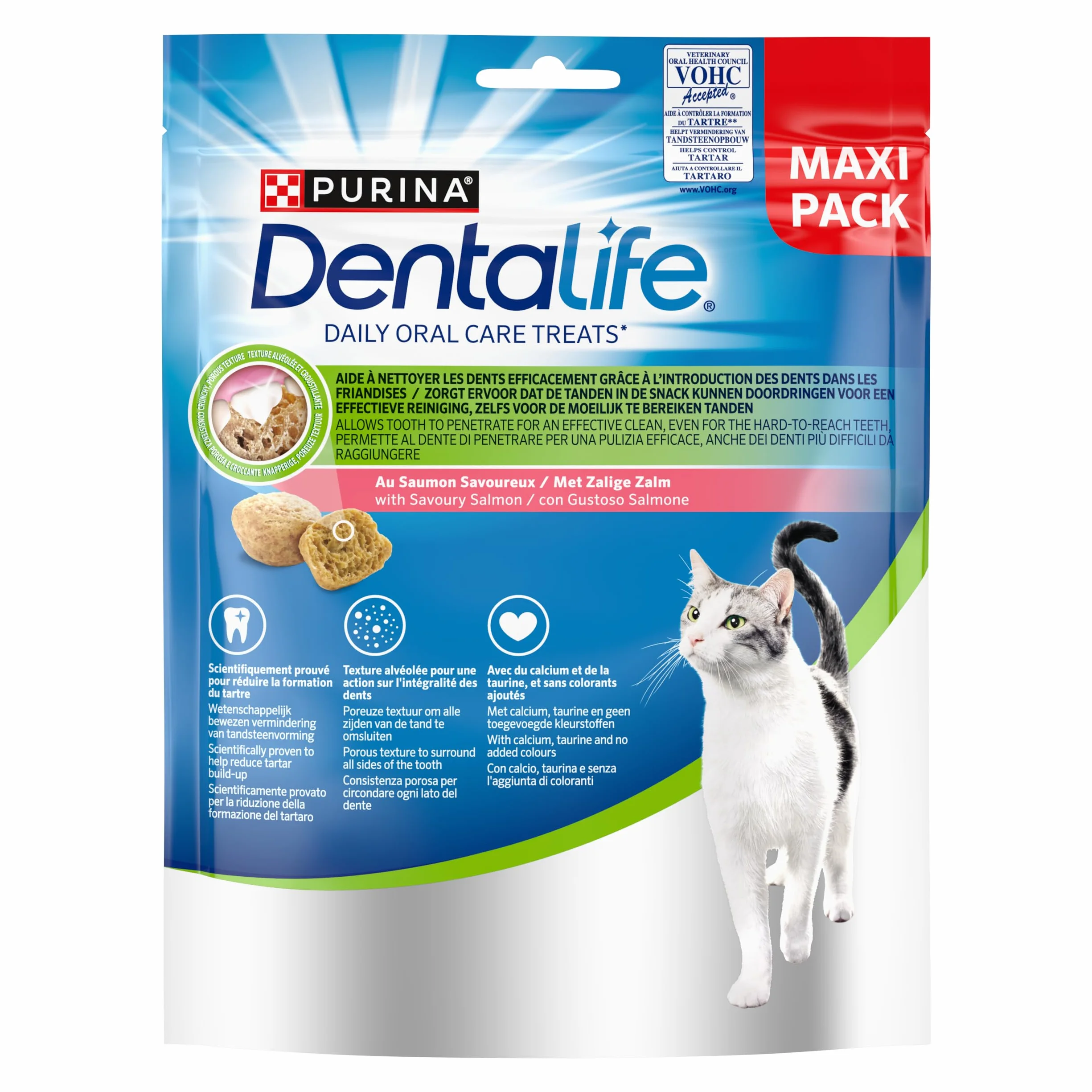 DENTALIFE Friandises pour Chat Adulte Aide à Nettoyer Les Dents Au Saumon Sachet 140g