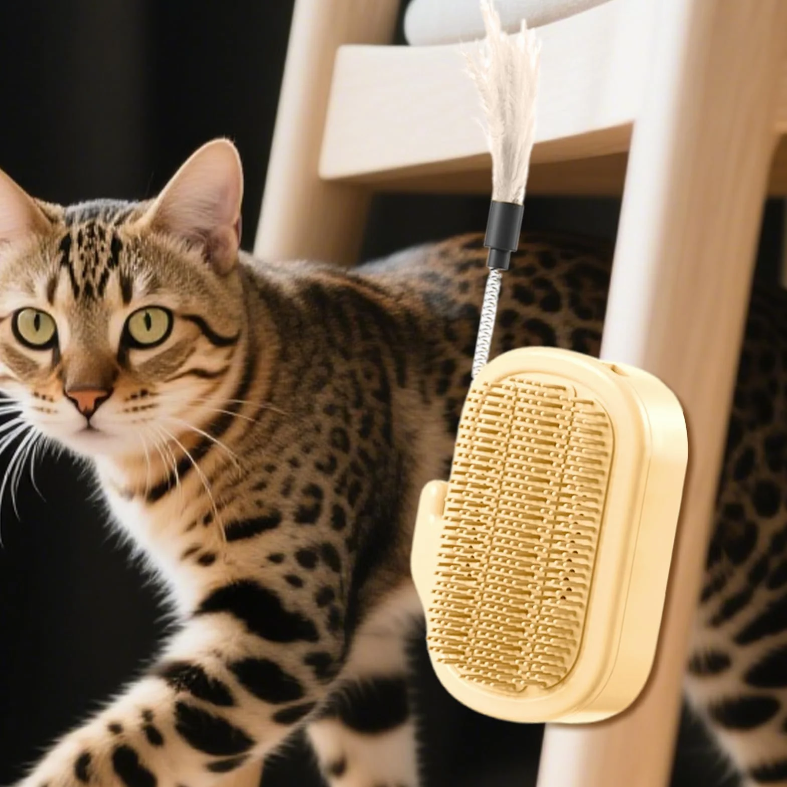 Arbre à chat d'angle avec griffoir, auto-toilettage, herbe à chat et brosse en sisal