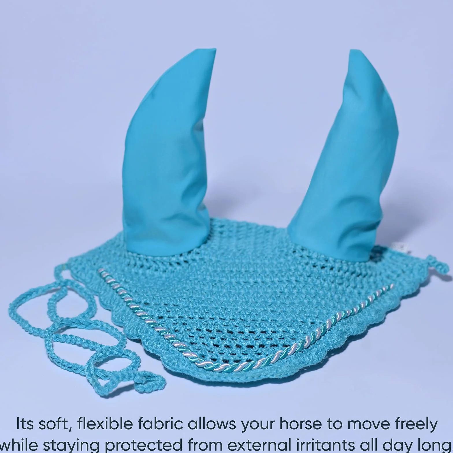 Spire Bonnet de protection d’oreille en coton doux pour cheval Poney Bleu ciel