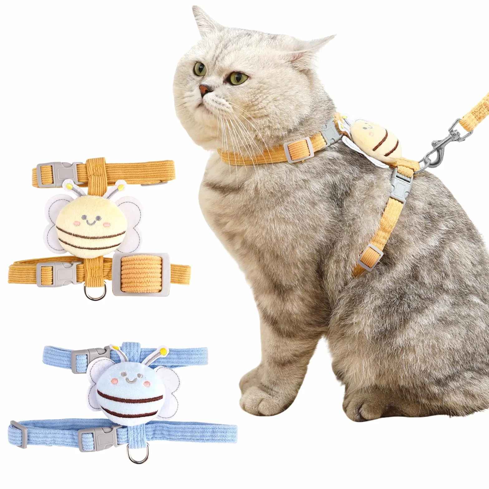 Harnais Chaton Anti Évasion Réglable avec Laisse, pour Petits Animaux de Compagnie