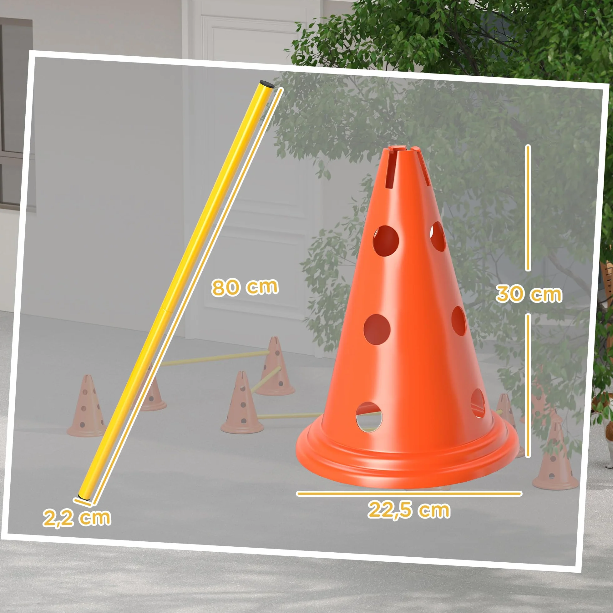 PawHut Ensemble d'Agilité pour Chien 6 Pièces avec Hauteur Réglable, Orange
