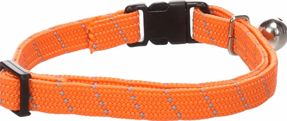 Collier Chat Elza Orange 20-34 cm Nylon élastique réfléchissant avec Clochette