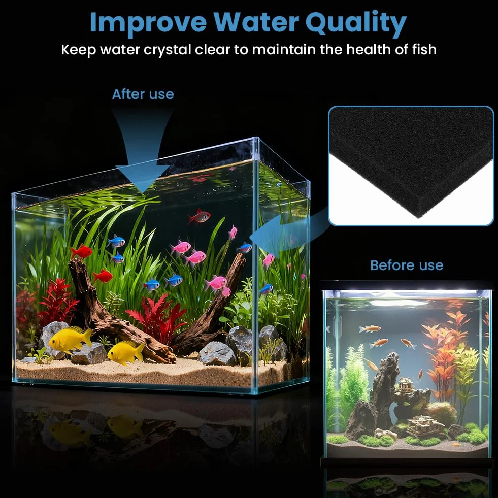 Tampons Filtrants en Mousse 50 PPI Réutilisables 47×47×2 cm pour Aquarium et Bassins de Koi