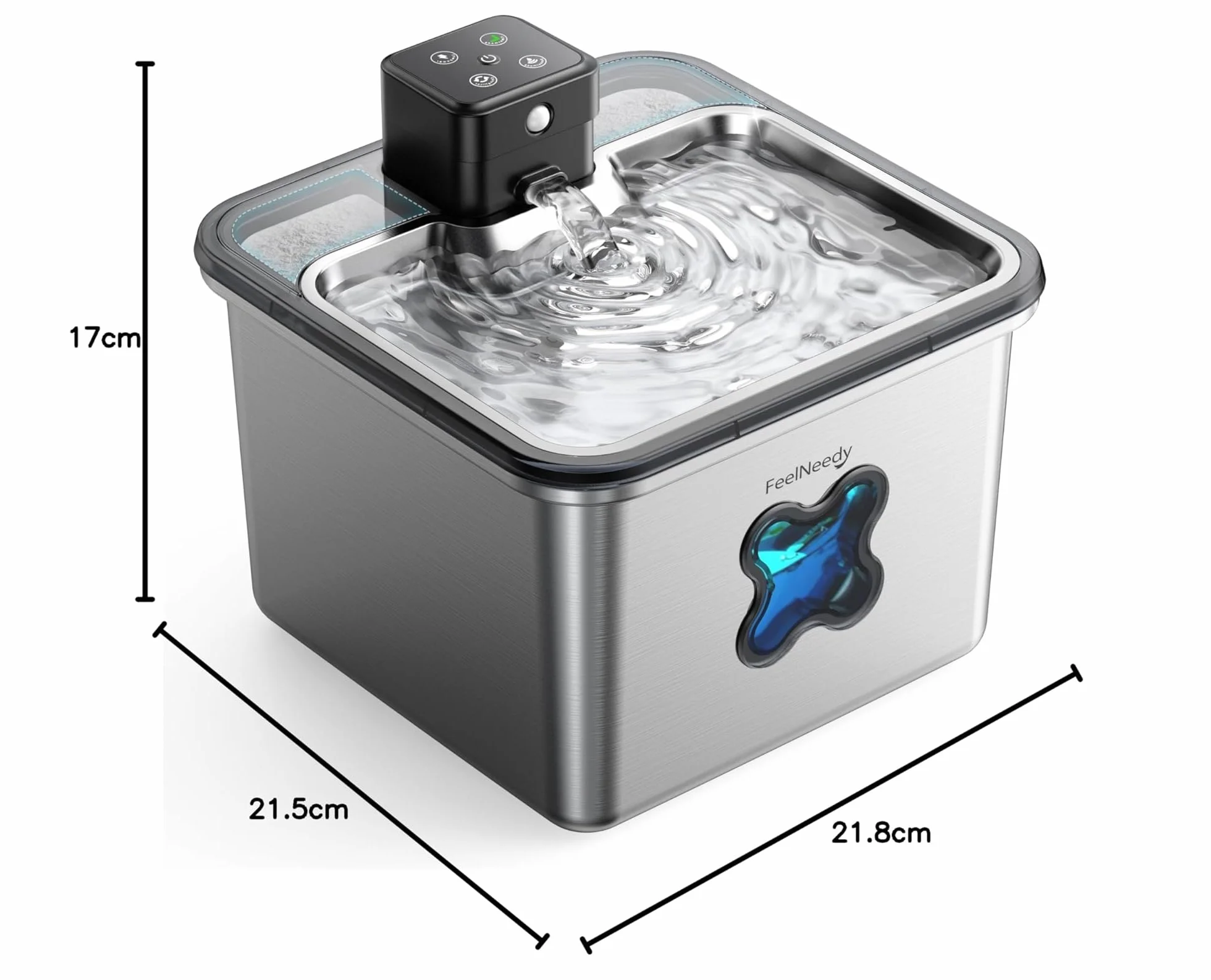 FEELNEEDY Fontaine à Eau pour Chat sans Fil 3.2L INOX avec Détecteur de Mouvement, Batterie 4000mAh