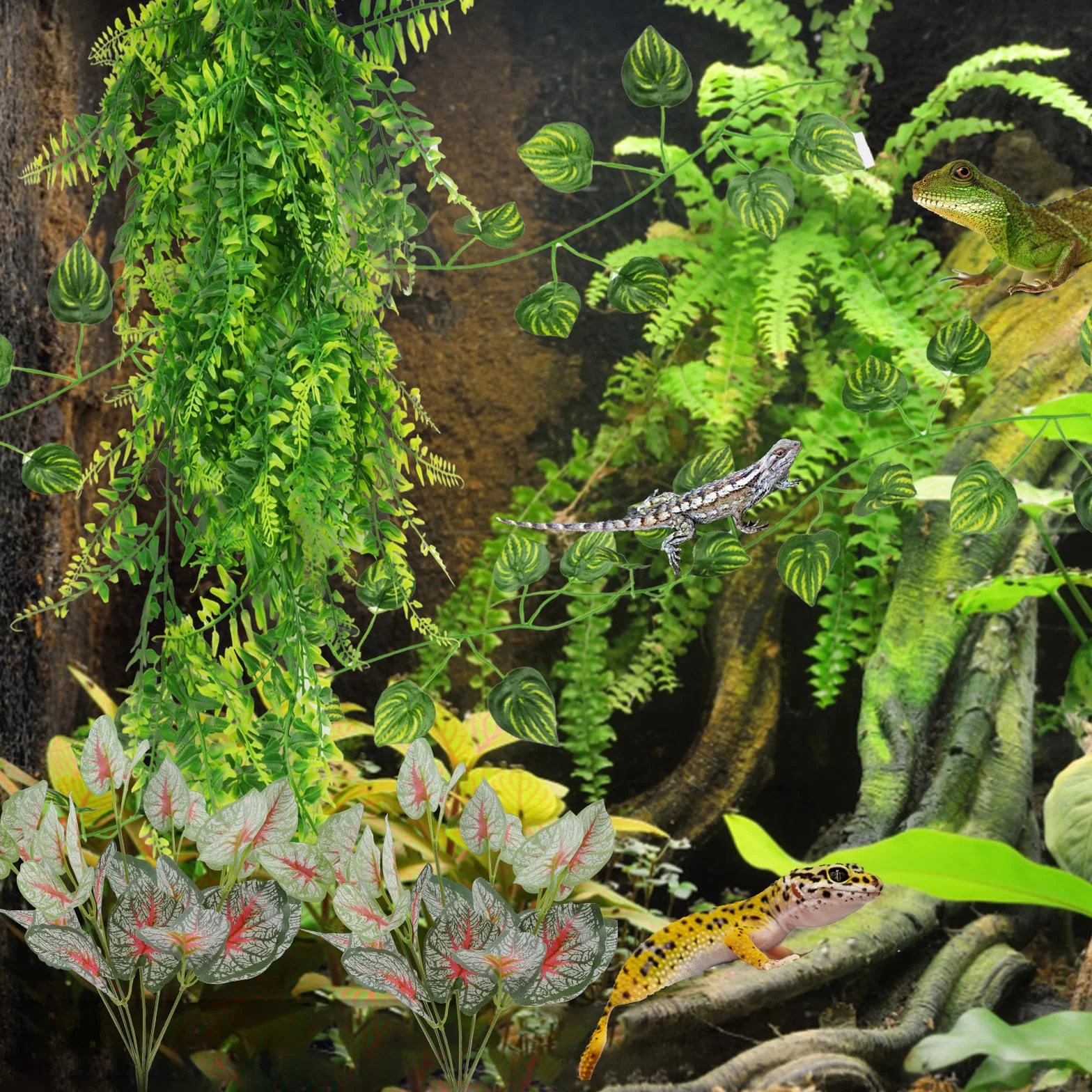 QUOZUO Plante Suspendue Artificielle, Terrarium Décoration Vigne pour Lézard Escalade