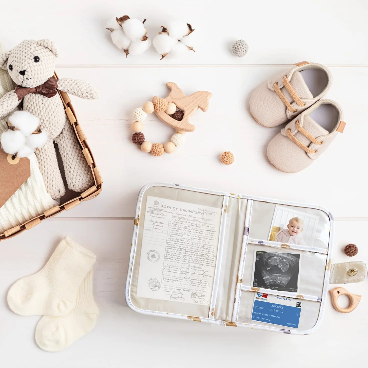 TENDS Protege carnet de sante bebe avec Porte document - Housse securite documents essentiels