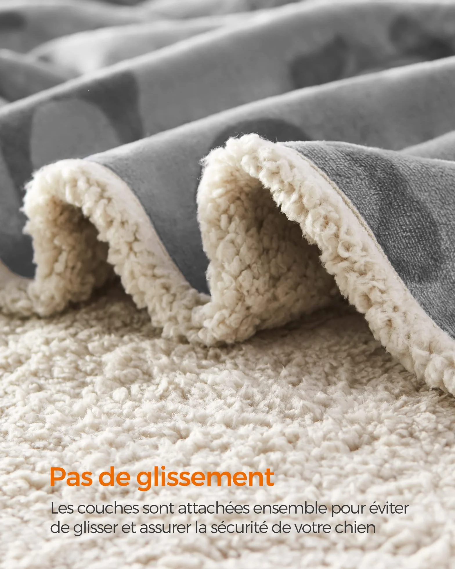 Feandrea Couverture Chien Hydrofuge 127 x 101 cm Taille L Lavable en Machine Réversible Protection Canapé Gris