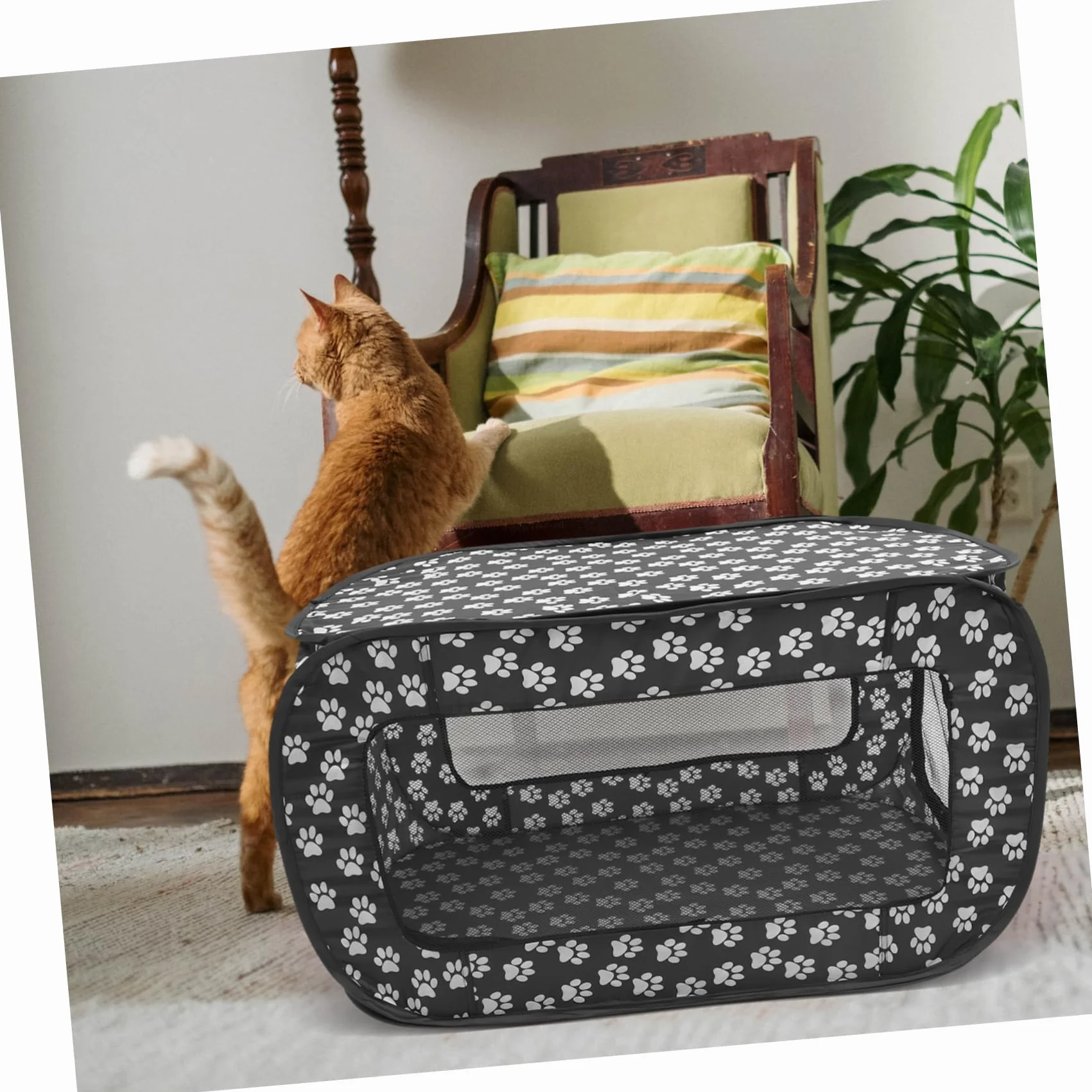 Tente Confortable Pliable pour Animaux de Compagnie en Tissu Lavable, Niche Intérieure pour Chat et Petit Chien