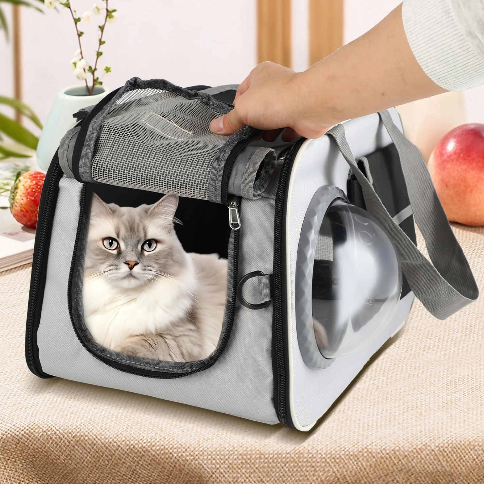 Sac de Transport pour Chat et Chien 45x26x28cm Sac-à-Dos Portable Tissu Respirant Voyage Animaux 8kg Léger Confortable