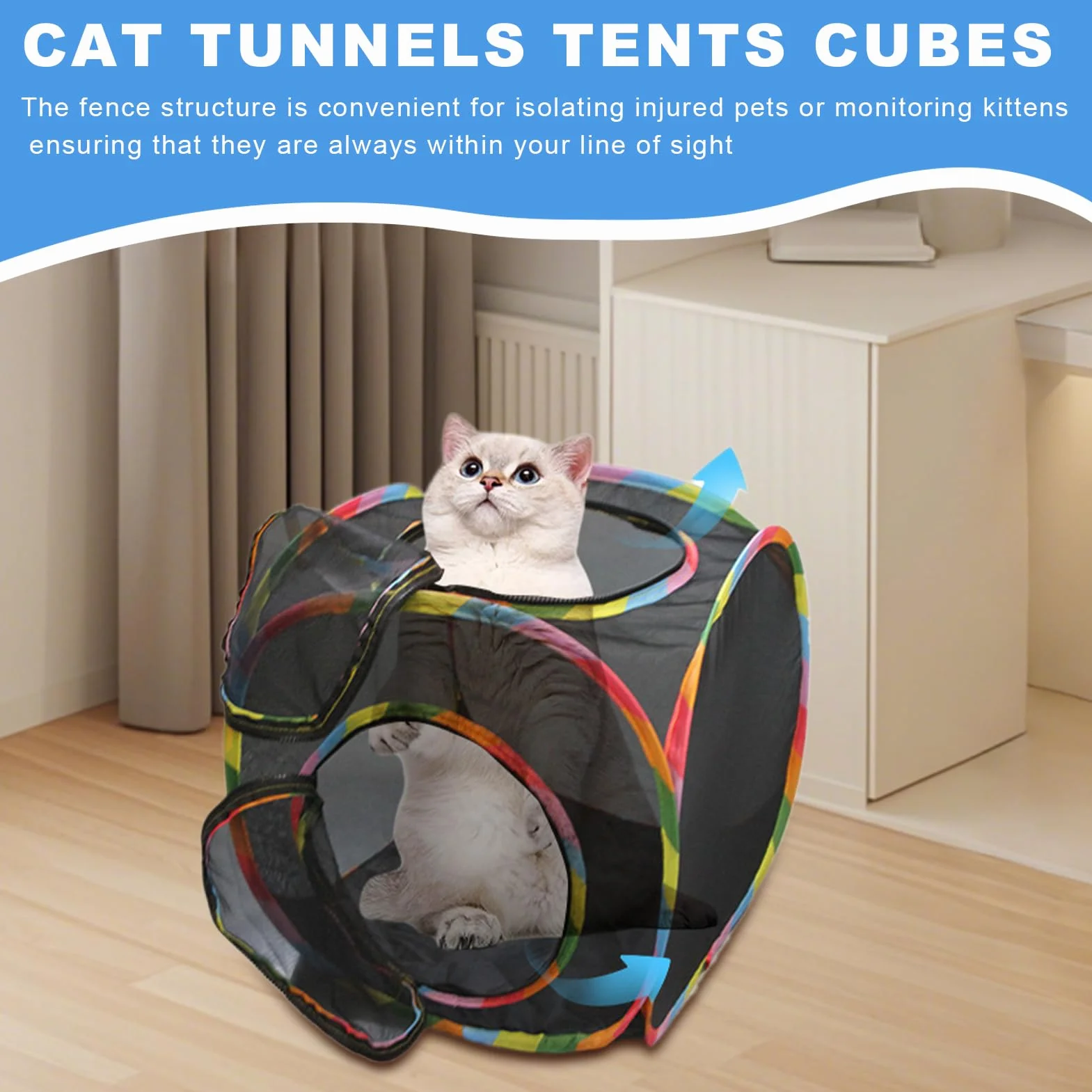 Tente cube de jeu pour chat extérieur pliable en maille respirante