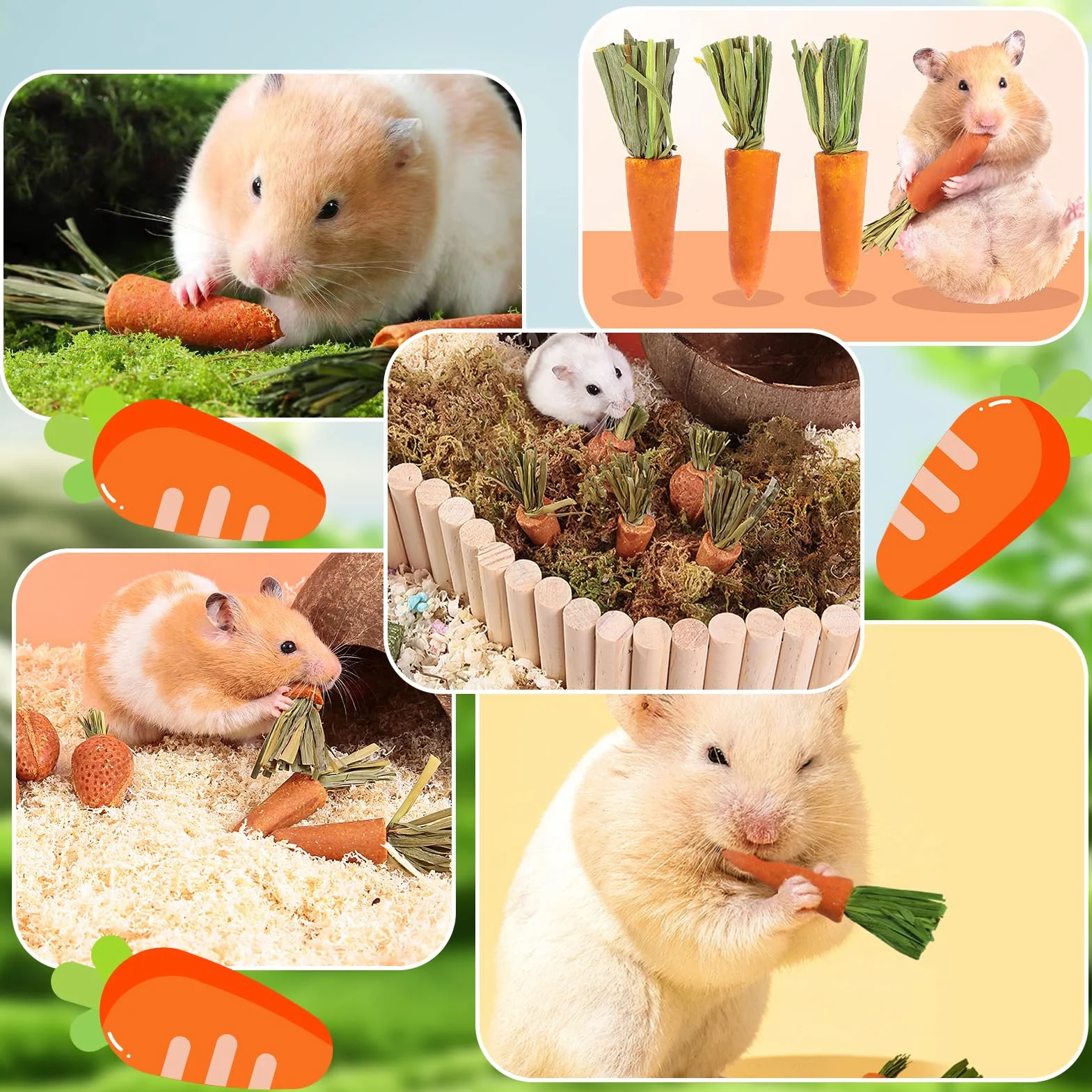 Timothy Lot de 24 bâtonnets de foin à mâcher pour lapin, cochon d'Inde, hamster, chinchilla