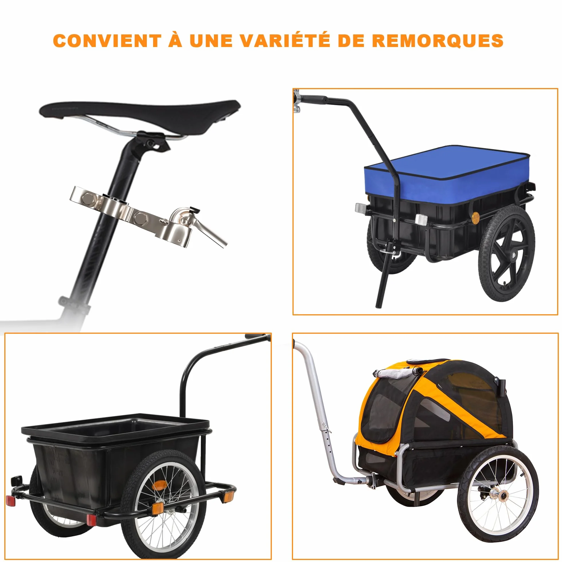 Attache Remorque Vélo Adaptateur Attelage Compatible Tiges Selle