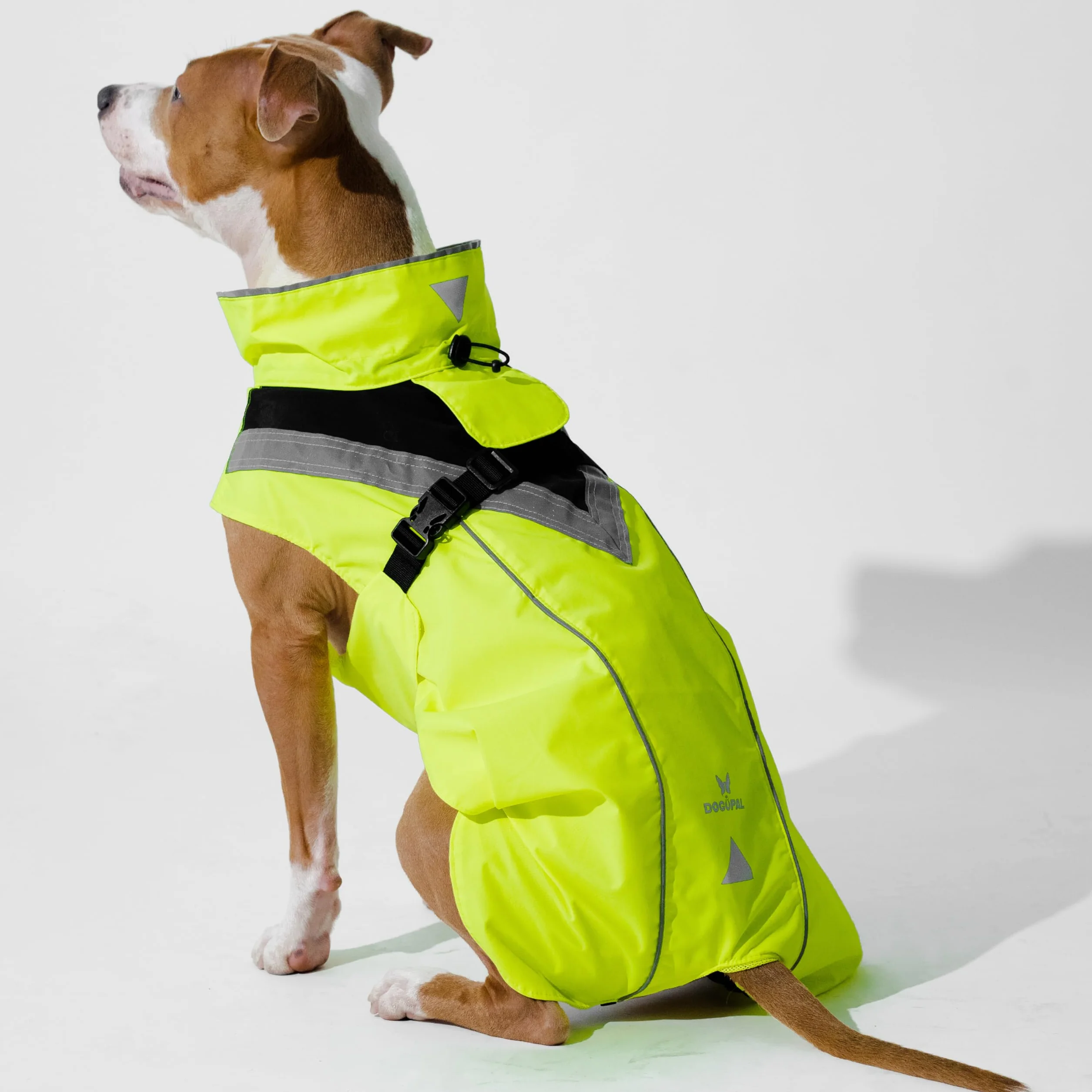 DOGOPAL Imperméable Chien - Manteau Imperméable Léger avec Surface Réfléchissante et Ouverture Harnais - Jaune, M