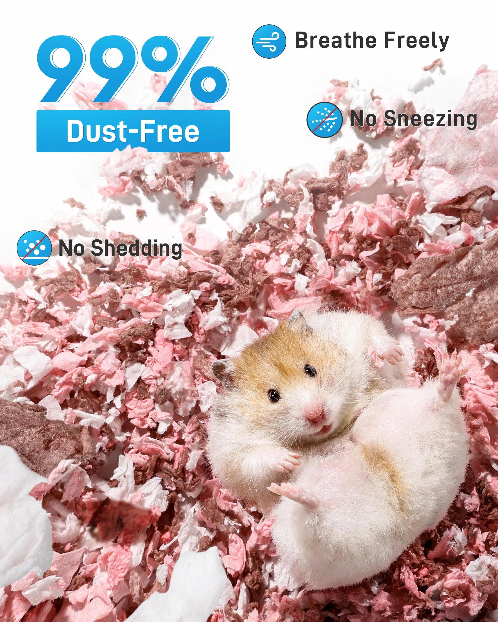 BUCATSTATE Litières pour Hamsters 70L, Super Absorbante & 99,9% sans Petit Animal Papier Poussière pour Souris, Rats, Rongeurs, Cochon d'Inde, Chinchilla