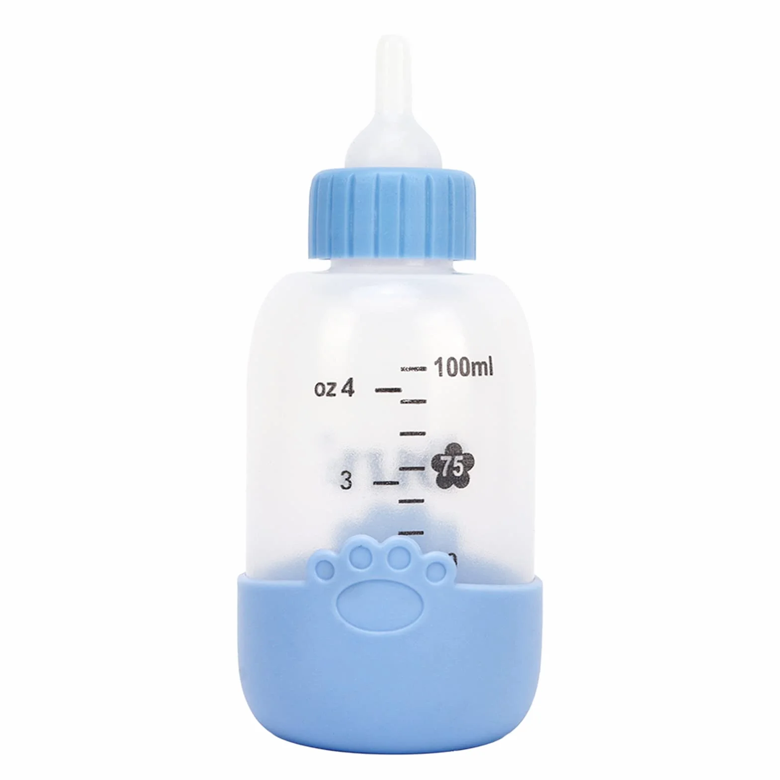 Fockety Kit de Biberon pour Animaux de Compagnie, Bouteille à Presser, Tétine Remplaçable (Bleu)