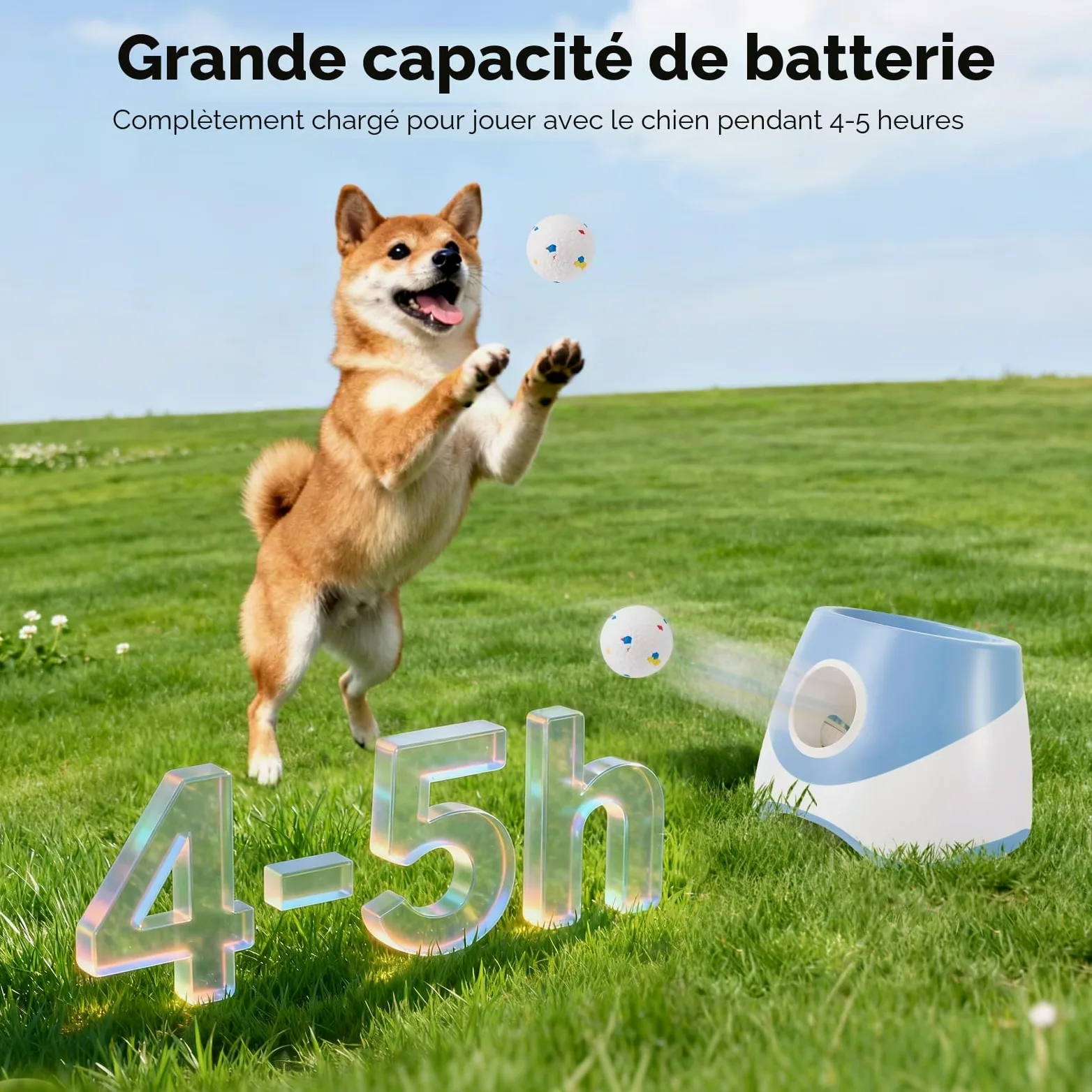 Lanceur De Balle pour Chien,3 Niveaux Distance,avec 6 Balles De Tennis | Rechargeable, Lanceur De Balle Automatique pour Intétieur &Extérieur