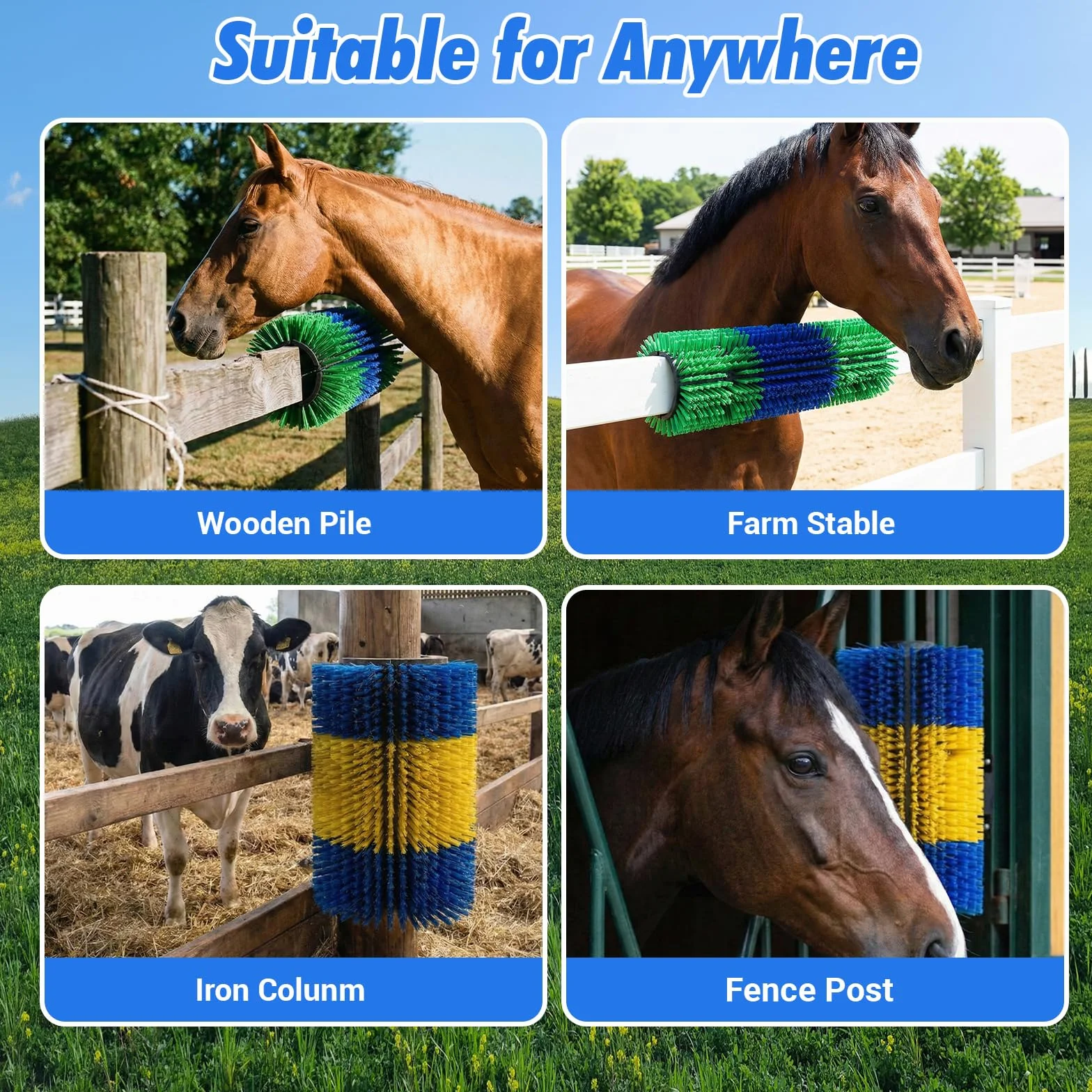 Lot de 2 brosses à gratter pour chevaux - Brosse de vache magique - Brosse à racine douce - Brosse de nettoyage