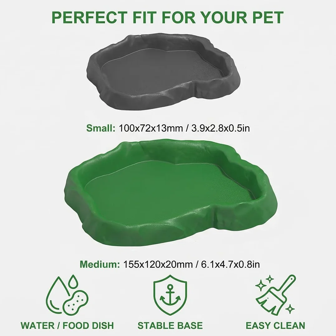 Abreuvoir Tortue Terrestre Bol Alimentation Reptiles Serpents Lézards 2pcs