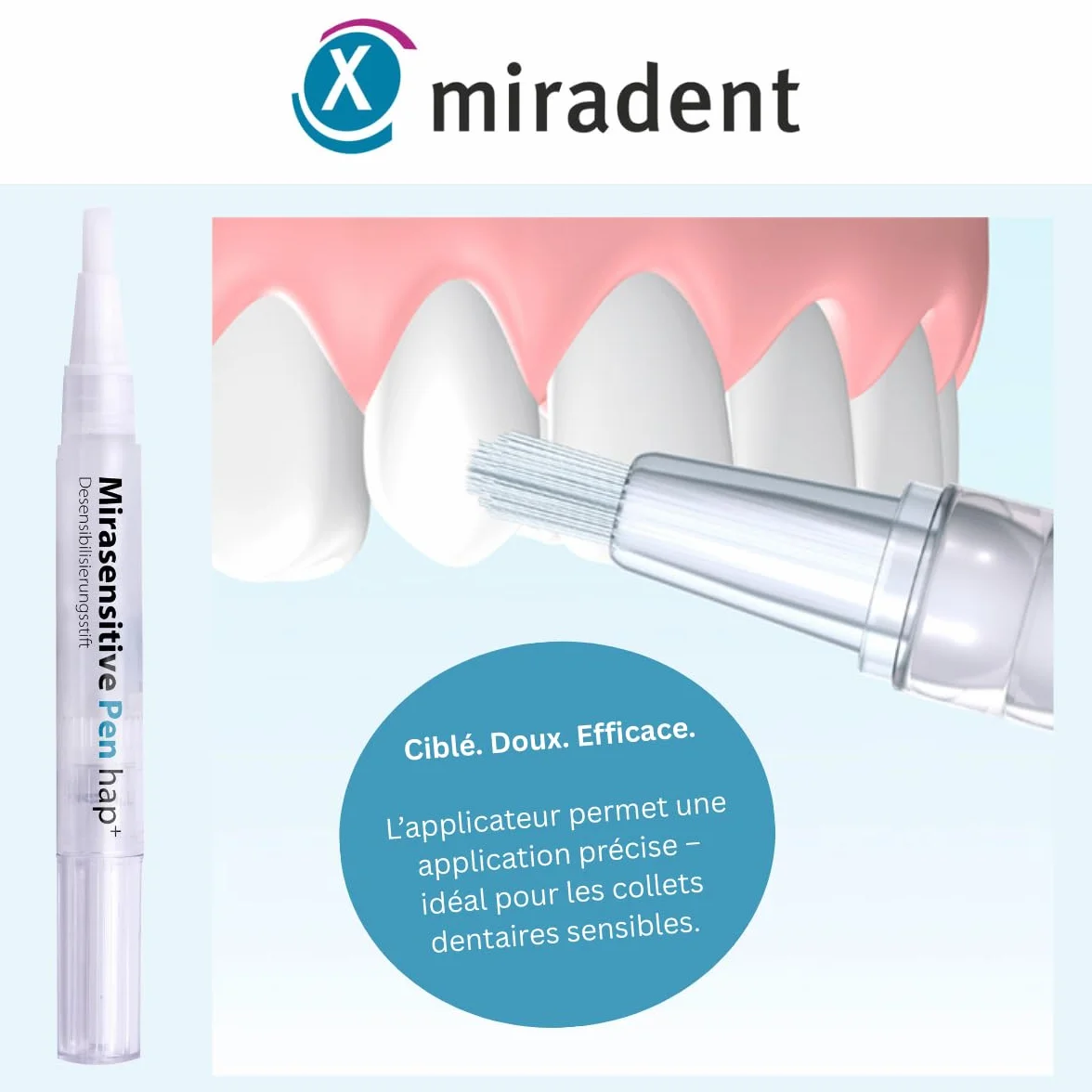 miradent Mirasensitive Pen hap+® Gel désensibilisant pour dents sensibles, hydroxylapatite et ions potassium