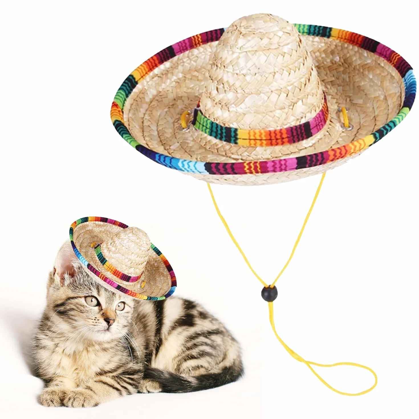 Chapeau de Paille pour Animaux de Compagnie - Beach Party Soleil Costume pour Petits Animaux/Chiot/Chat