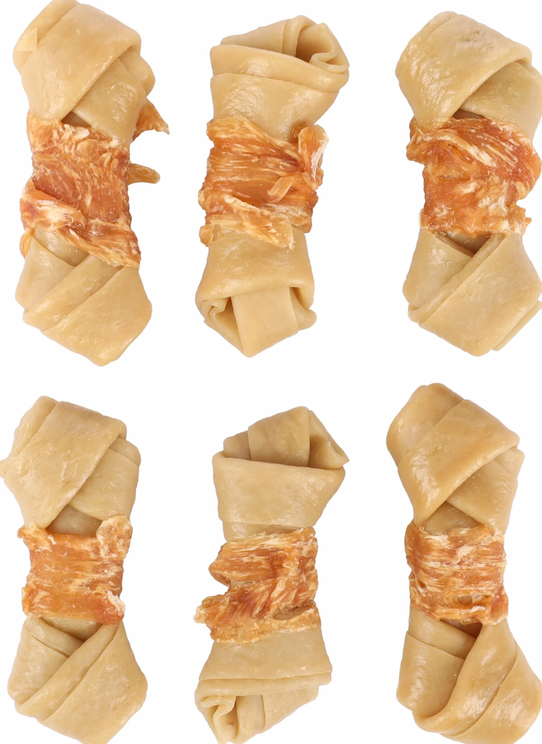 Flamingo Friandise Chien Os noué sans Peau Bovine au Poulet 6cm 120g