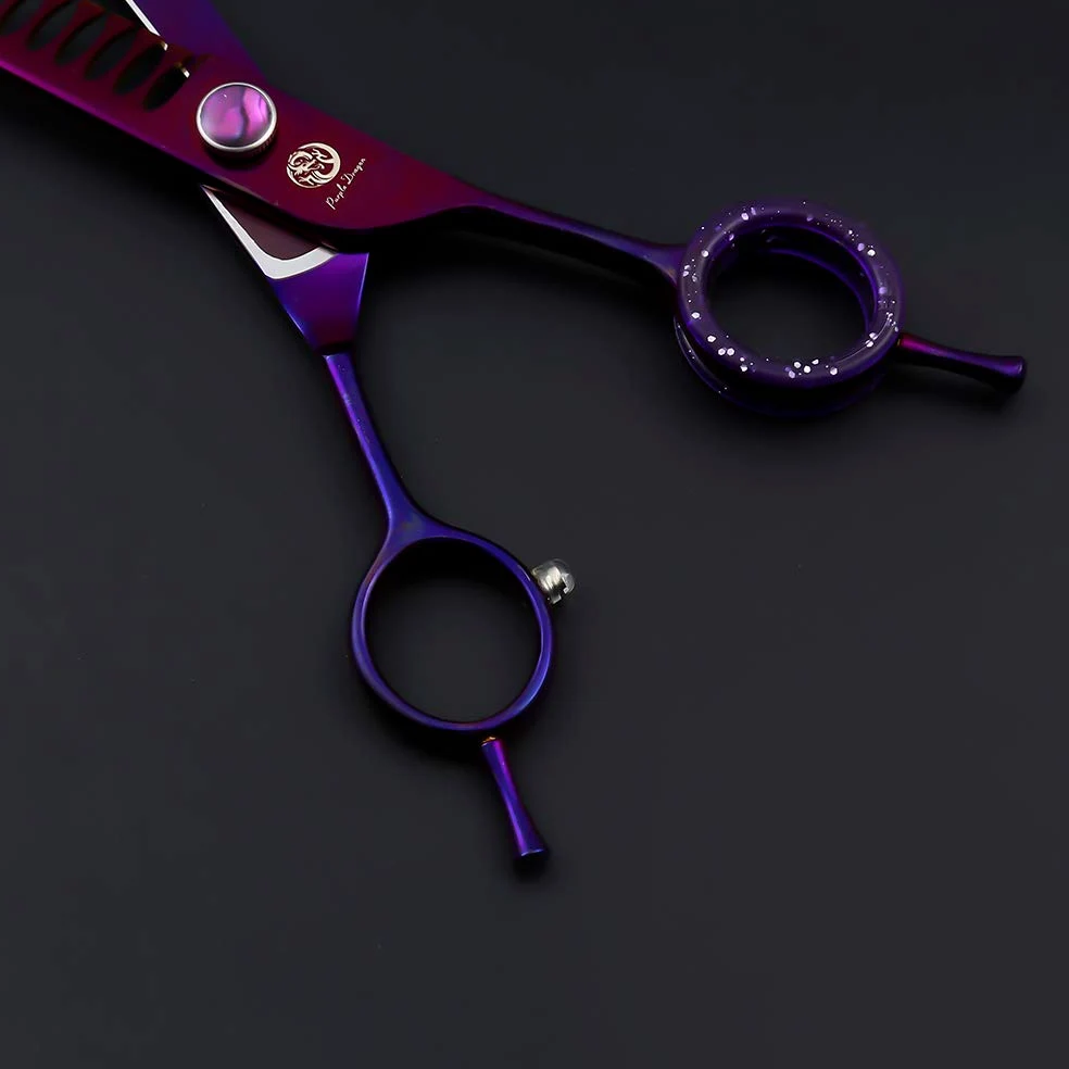 Purple Dragon Ciseaux incurvés pour toilettage d'animaux de compagnie - Violet - 7" - Avec vis de réglage - Parfait pour les toiletteurs professionnels