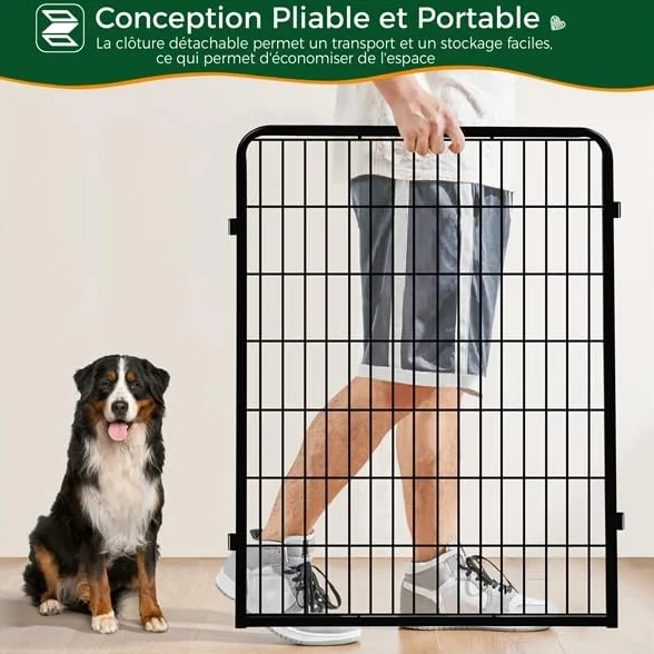 Yaheetech Parc pour Chien 8 Panneaux Enclos Chiens 68 x 100 cm Clôture en Métal Chenil Exterieur